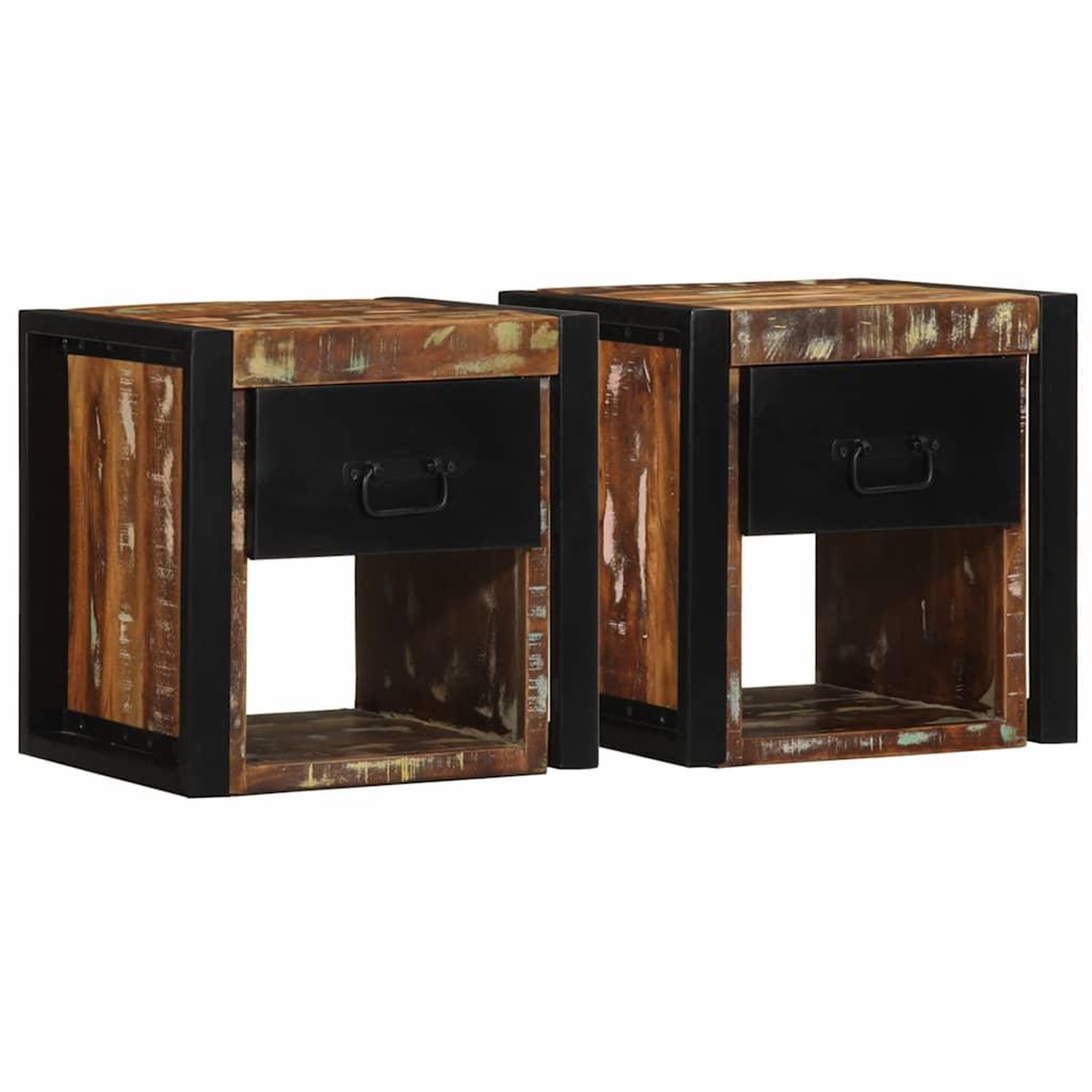 VIDAXL Tables de chevet 2 pcs multicolore 40x35x40cm bois recuperation