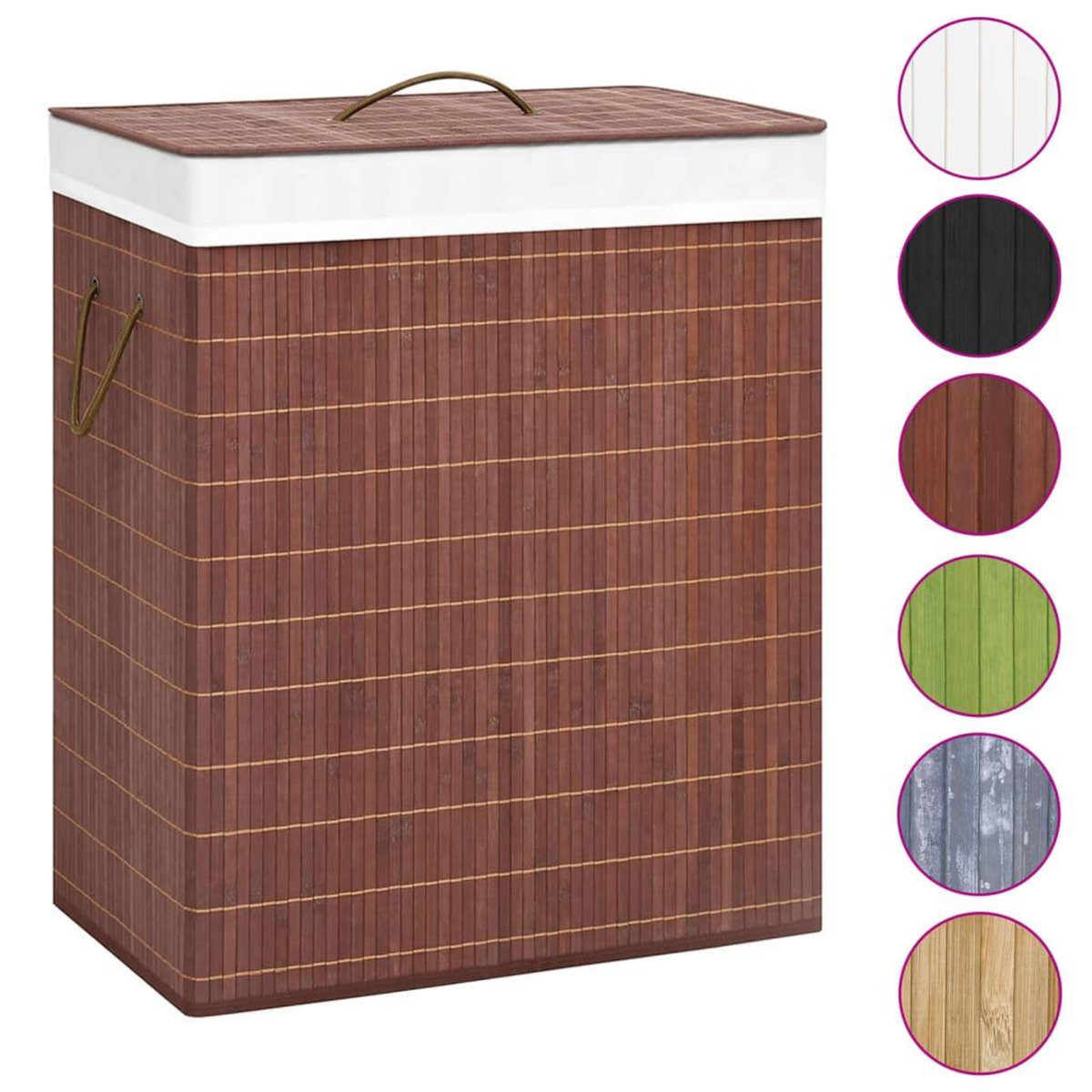VIDAXL Panier a linge avec 2 sections bambou marron 100 L