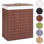 Voir la diapositive 2 : VIDAXL Panier a linge avec 2 sections bambou marron 100 L