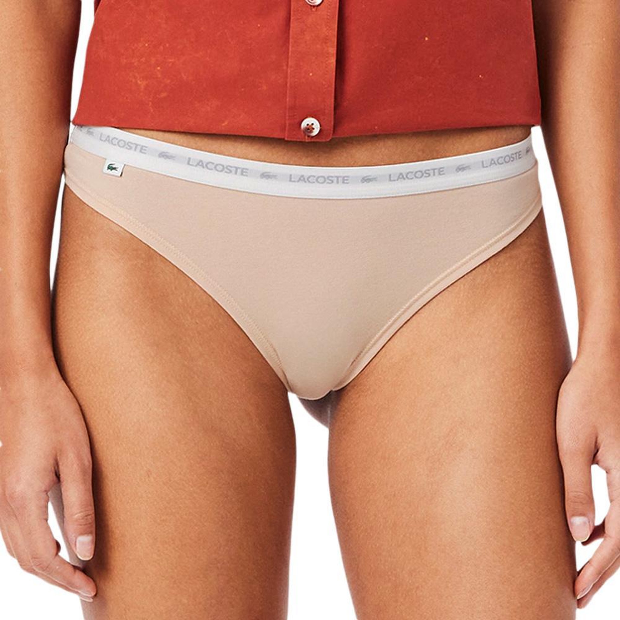 Voir la diapositive 2 : Lacoste X3 strings beige femme lacoste coton stretch