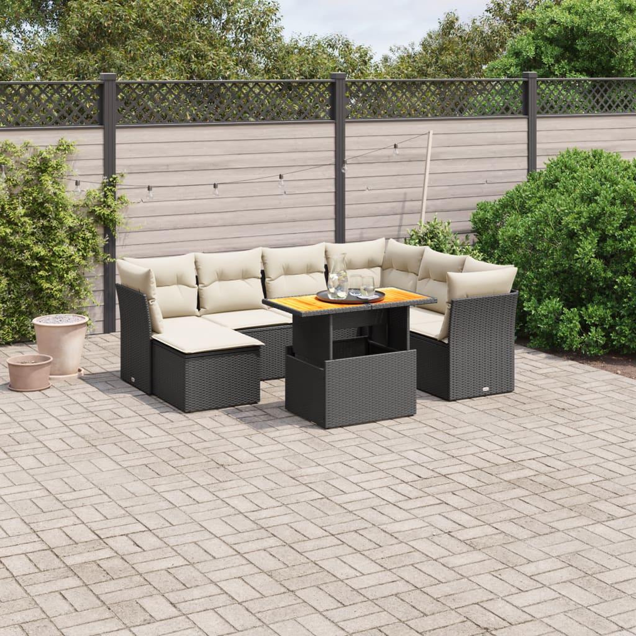 VIDAXL Salon de jardin 8 pcs avec coussins noir resine tressee