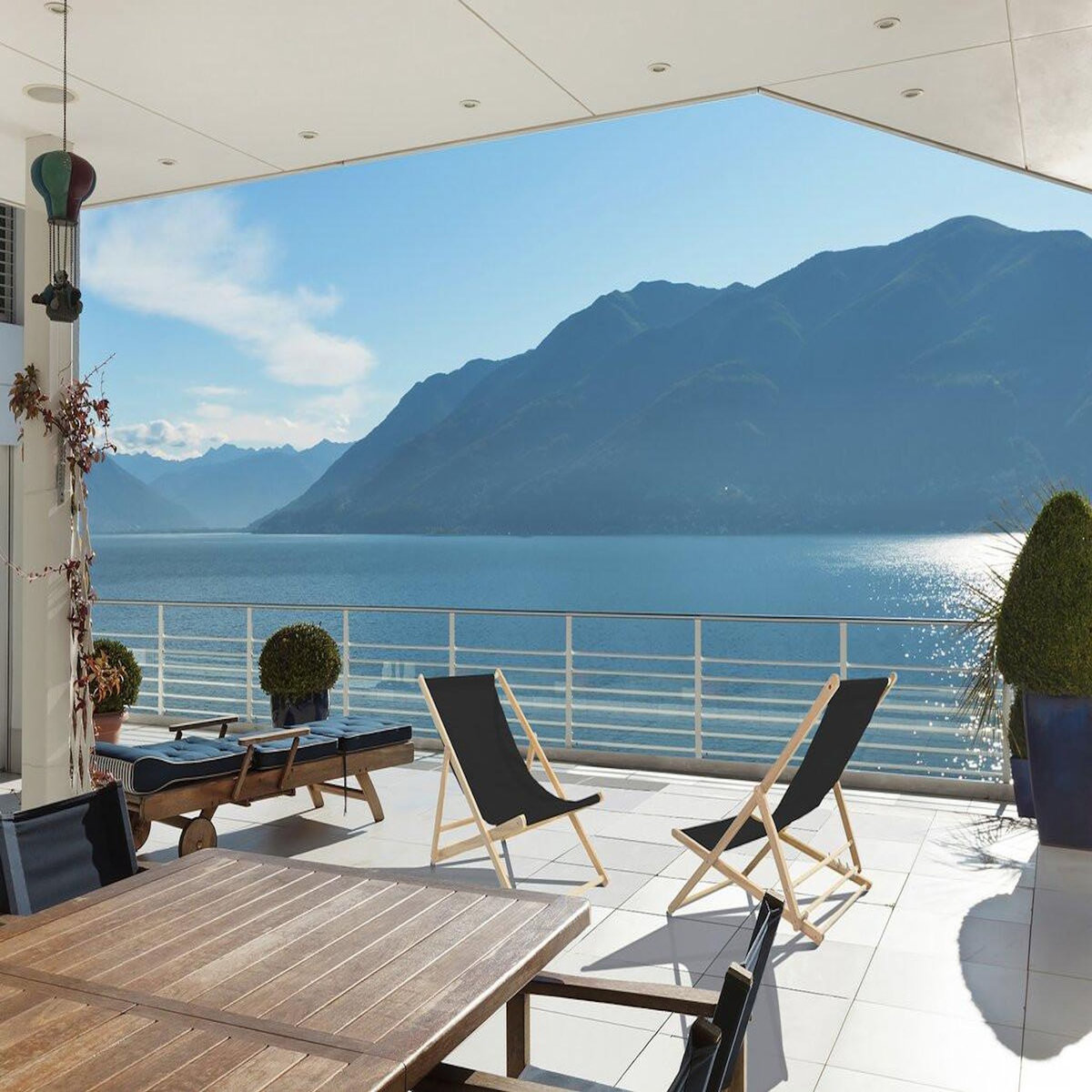 Habitat et Jardin Lot de 2 transat en bois  Chilienne  - 107 x 56.5 x 81 cm - Noir