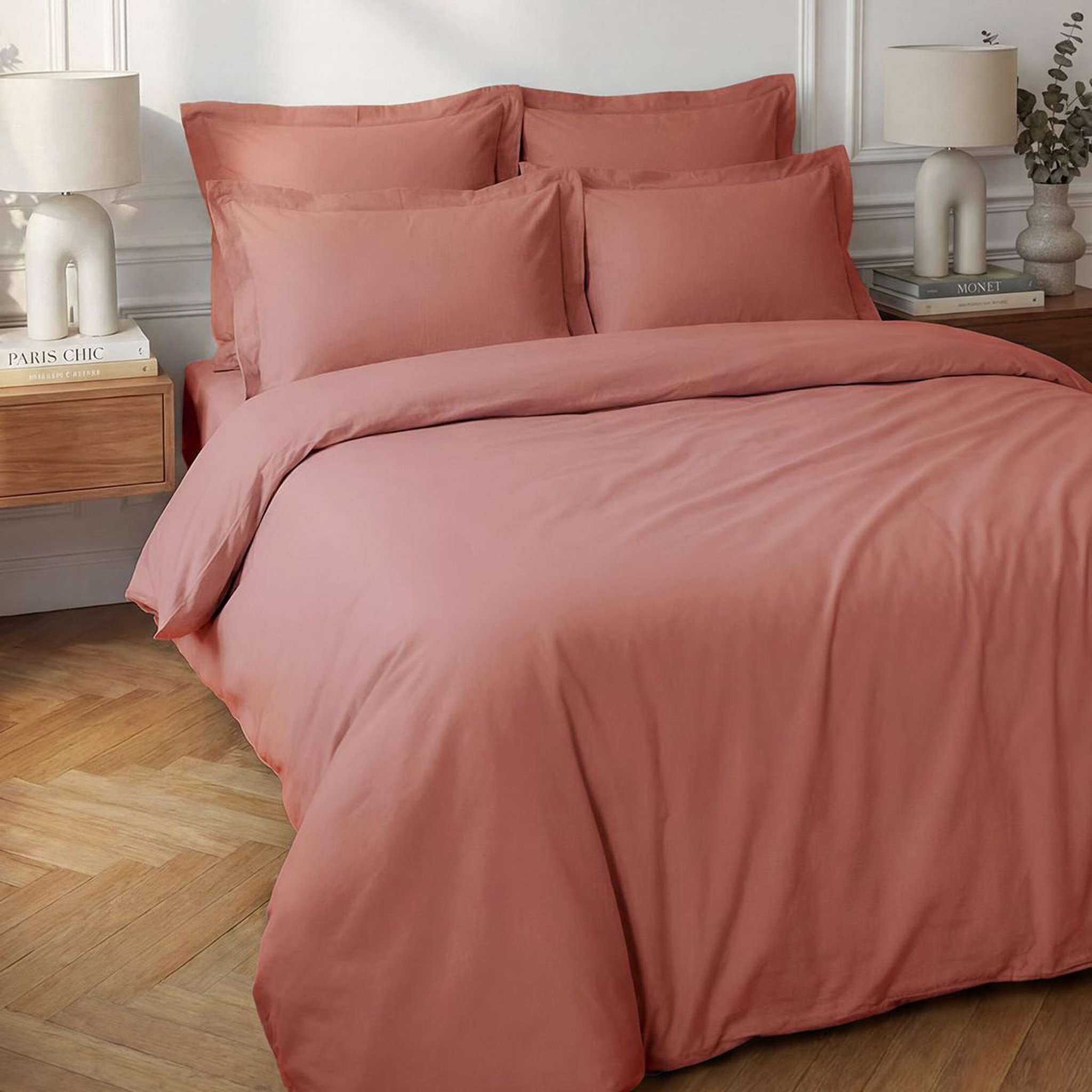 Sensei Maison Housse de couette en percale coton SOFT PERCALE. Coloris disponibles : Gris, Beige, Rose, Rouge, Marron, Bleu, Blanc, Orange, Vert