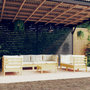 Voir la diapositive 1 : VIDAXL Salon de jardin 8 pcs avec coussins creme Bois de pin massif