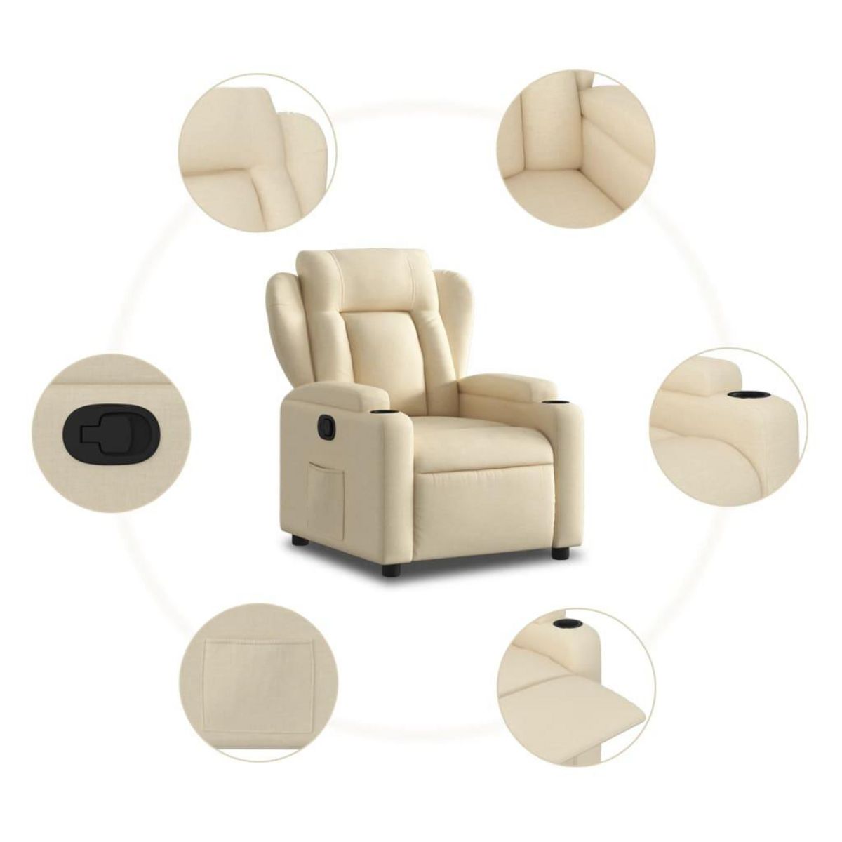 VIDAXL Fauteuil inclinable Creme Tissu
