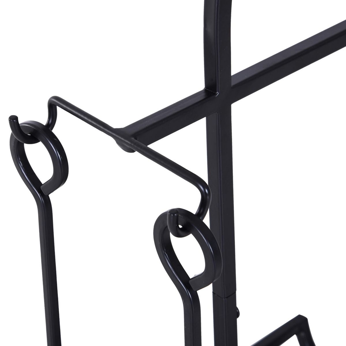 OUTSUNNY Serviteur de cheminée - porte bûches - range bûches multi accessoires dim. 45L x 40l x 78H cm métal noir