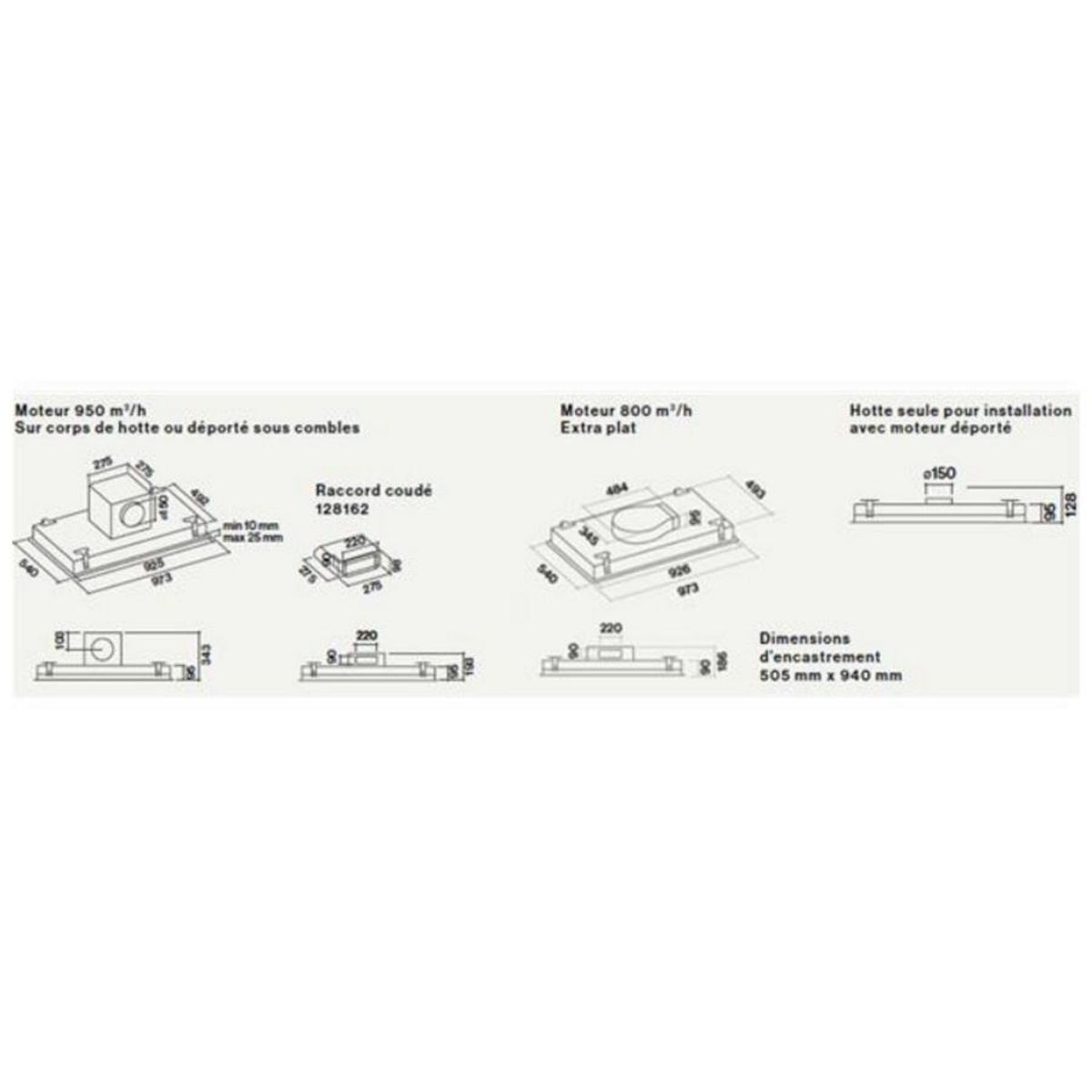 Falmec Hotte de plafond sans moteur 90cm blanc/verre - CORNUVO3412