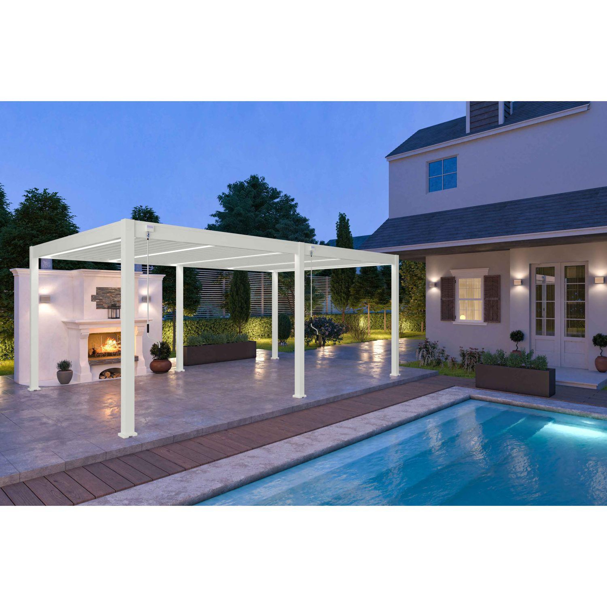 Voir la diapositive 1 : Pergola Bioclimatique autoportée 4x6 m - Aluminium - Blanc -  VS OmBREA®