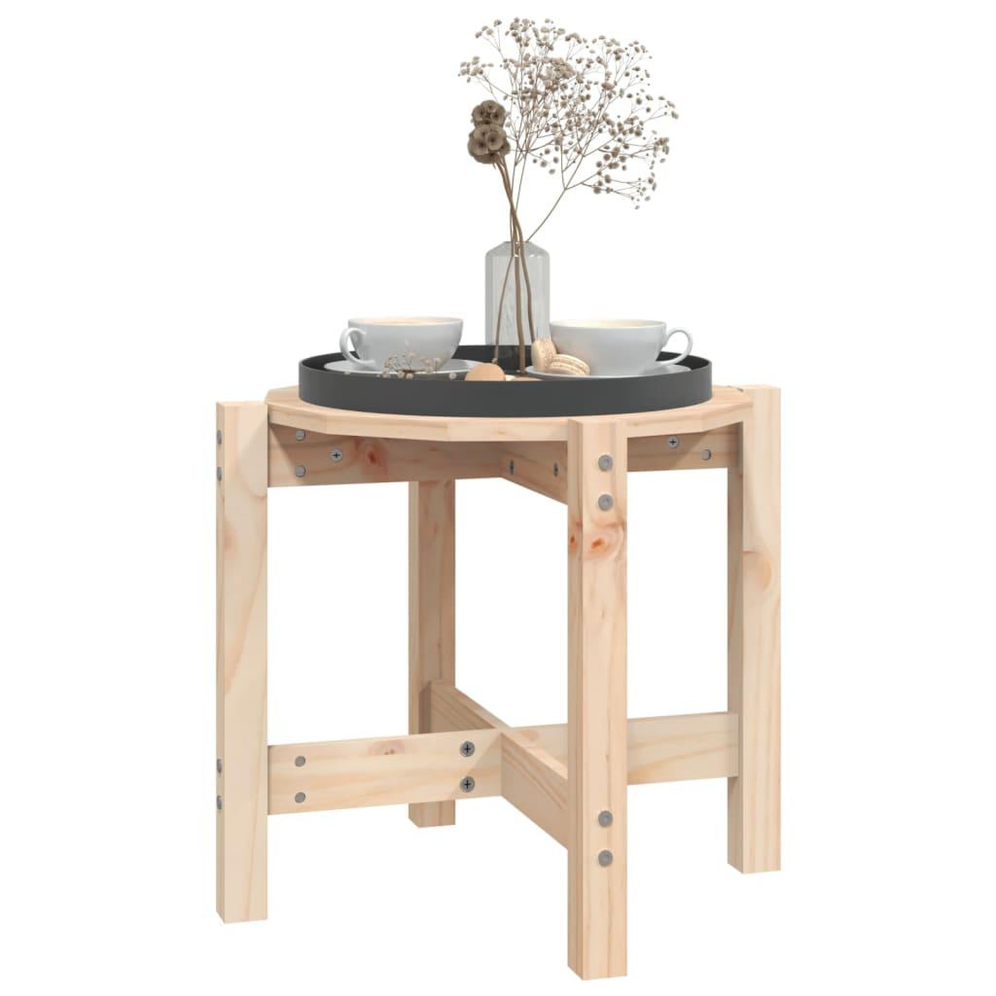 Voir la diapositive 4 : VIDAXL Table basse Ø 52,5x45 cm Bois massif de pin
