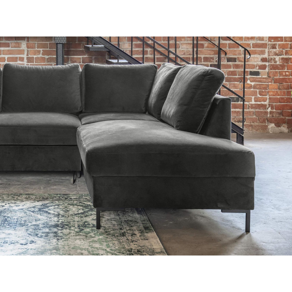 BEST MOBILIER Lilly - canapé d'angle droit - 5 places - convertible - en velours