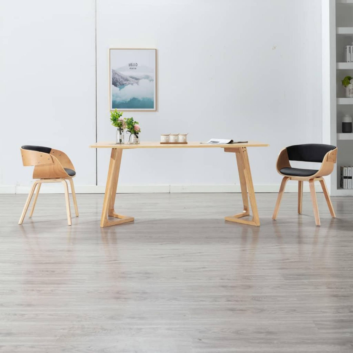VIDAXL Chaise de salle a manger noir bois courbe et similicuir