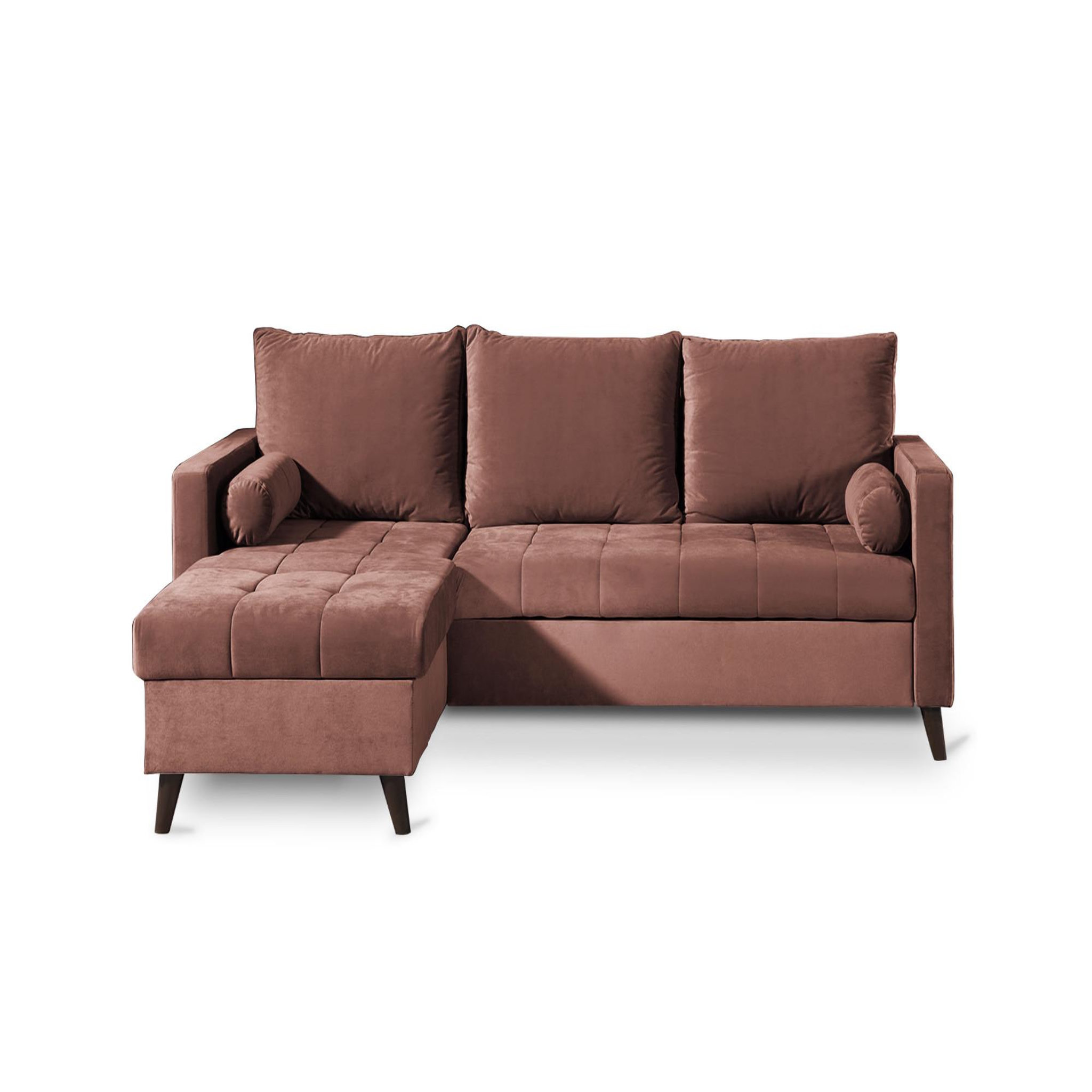 Voir la diapositive 6 : BEST MOBILIER Polar - canapé d'angle réversible convertible - en velours au design scandinave - 4 places
