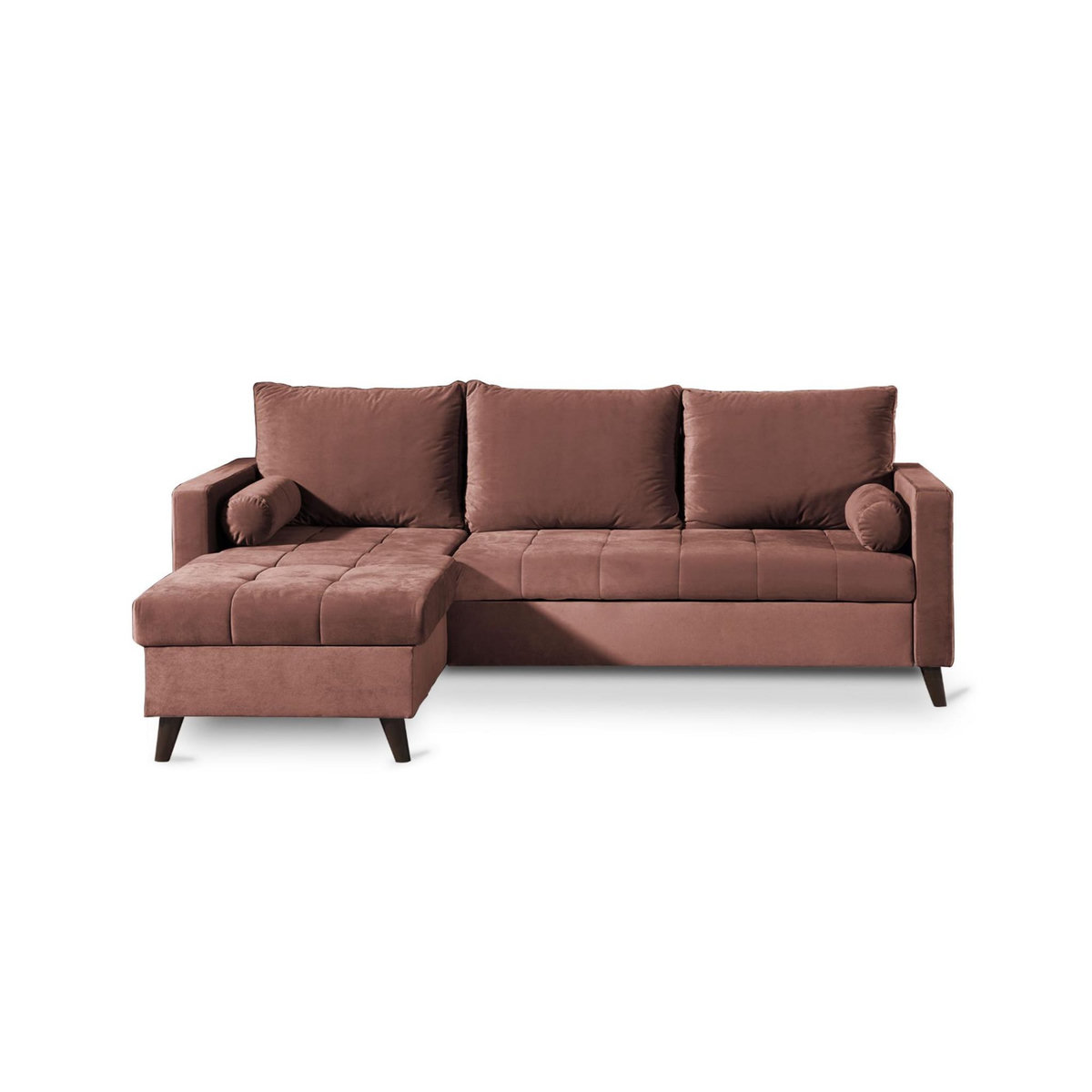 BEST MOBILIER Polar - canapé d'angle réversible convertible - en velours au design scandinave - 4 places