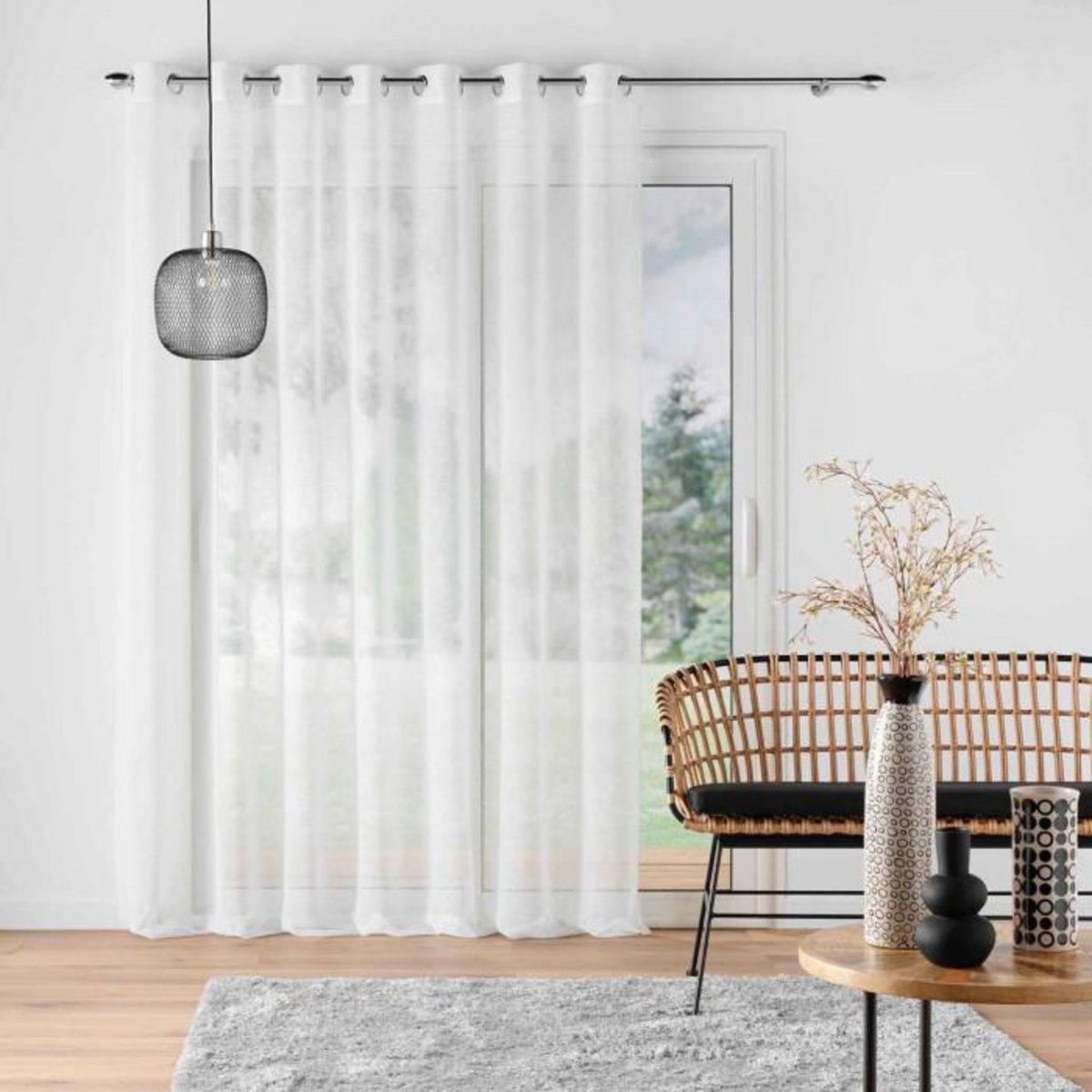 Paris Prix Rideau Voilage à Œillets  Carlin  240x240cm Naturel