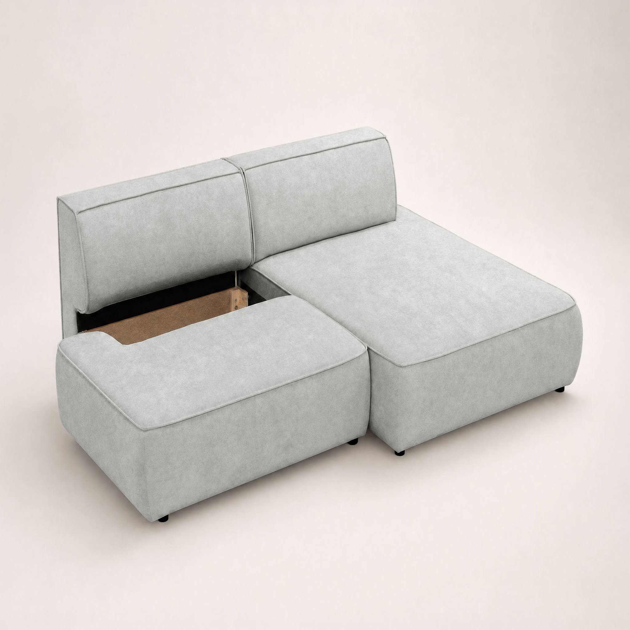 Voir la diapositive 4 : BEST MOBILIER Lisette - canapé d'angle droit 4 places convertible avec coffre en velours