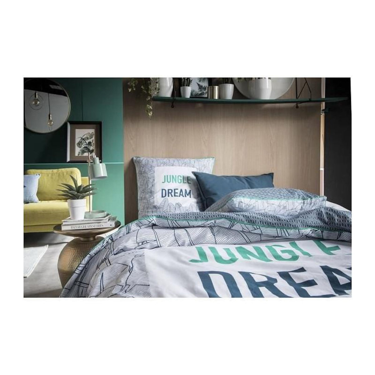 Today TODAY TROPIK SUMMER Parure de lit Jungle Dream 100% coton - 1 Housse de couette 240 x 260 cm et 2 taies d'oreiller 63 x 63 cm -