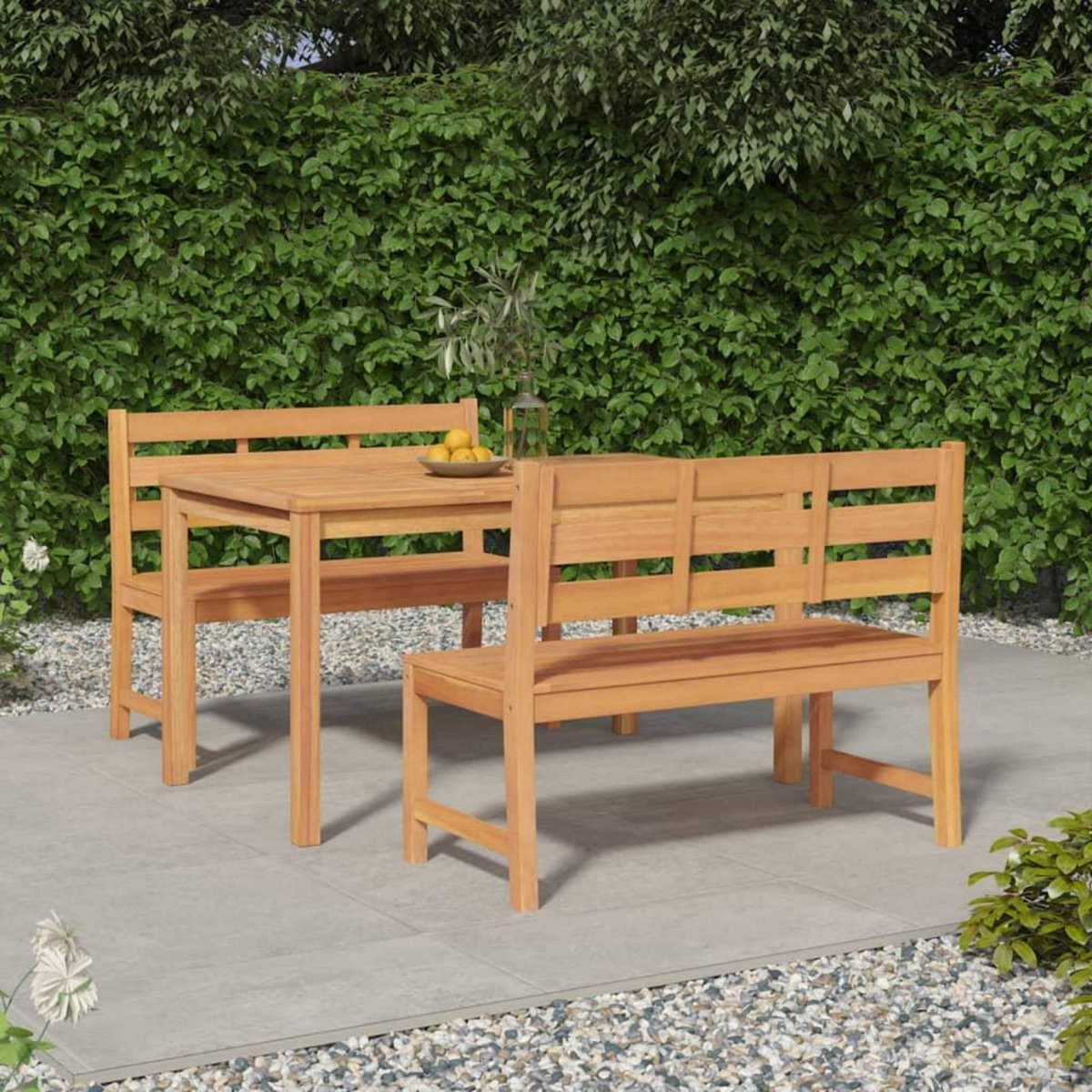 VIDAXL Ensemble a manger de jardin 3 pcs Bois de teck massif