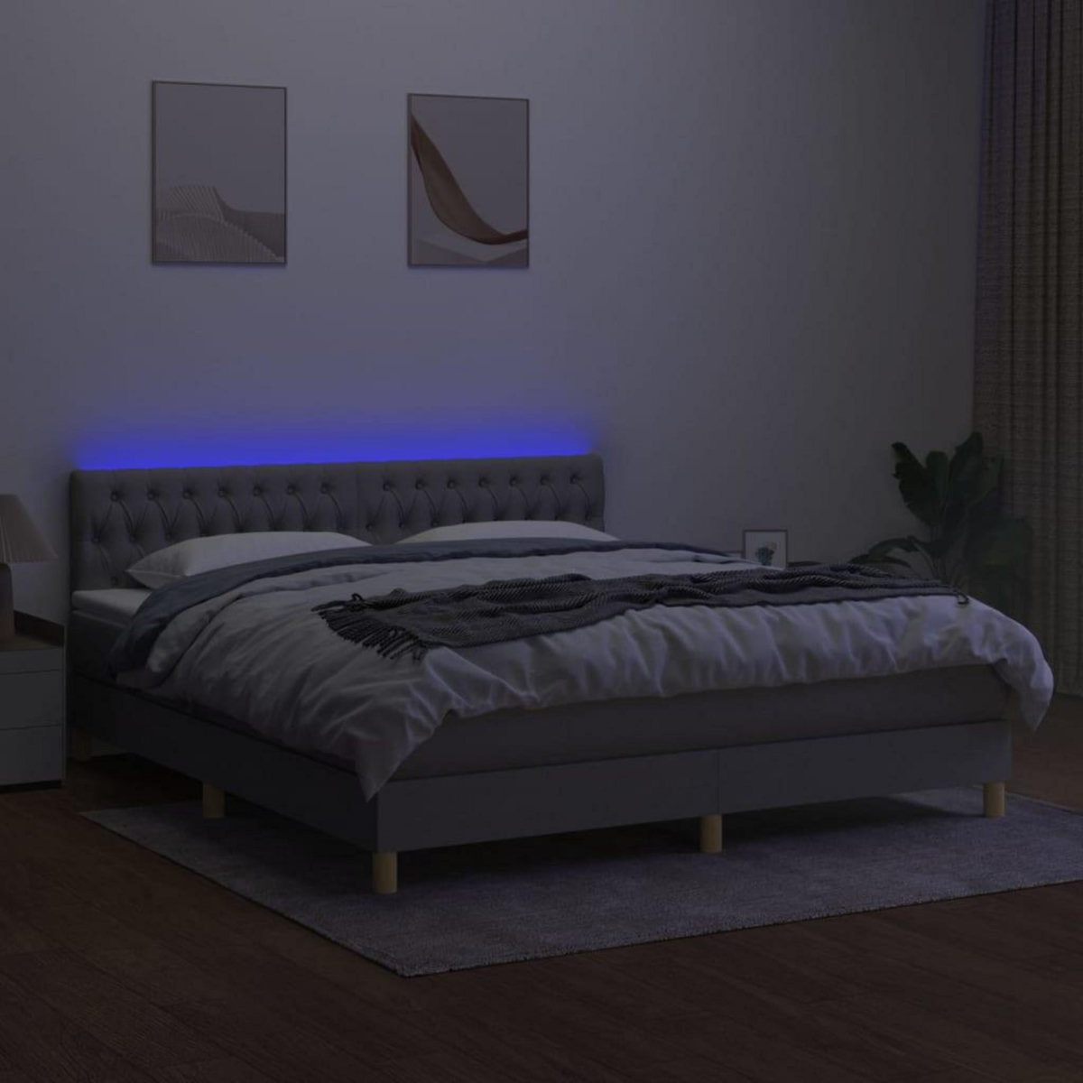 VIDAXL Sommier a lattes de lit et matelas et LED Gris clair 180x200 cm