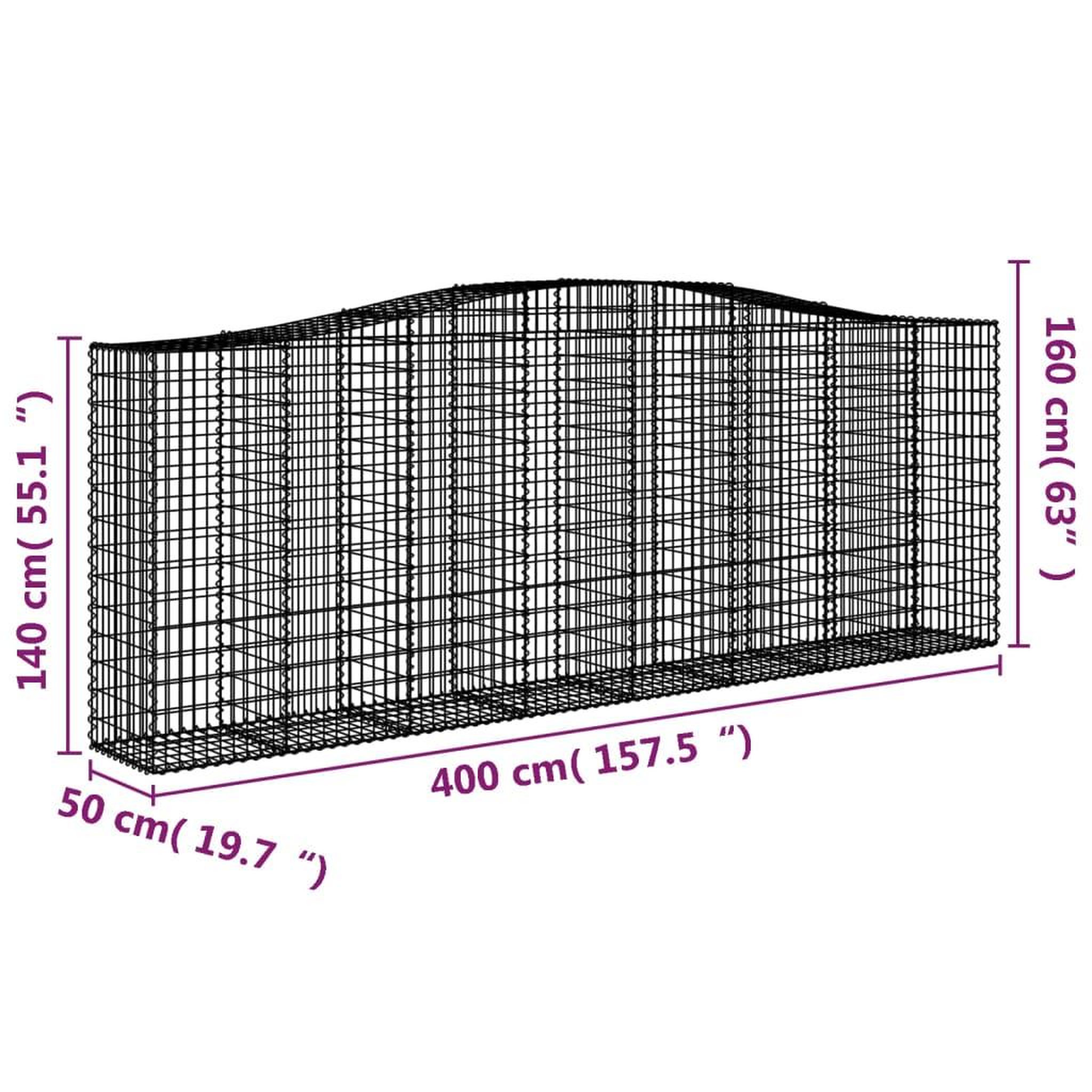 Voir la diapositive 6 : VIDAXL Paniers a gabions arques 20 pcs 400x50x140/160 cm Fer galvanise