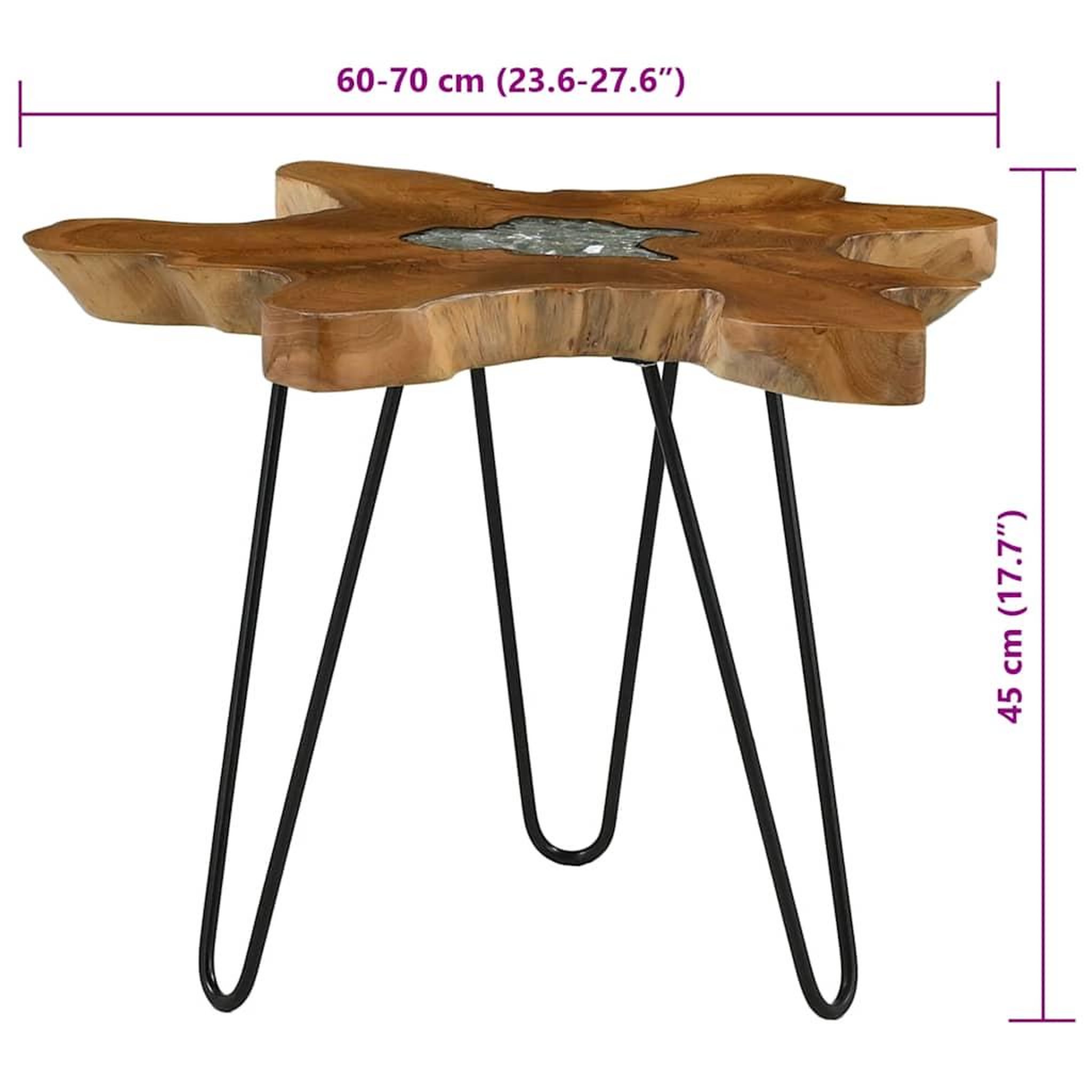 Voir la diapositive 6 : VIDAXL Table basse 70x45 cm bois de teck massif et polyresine