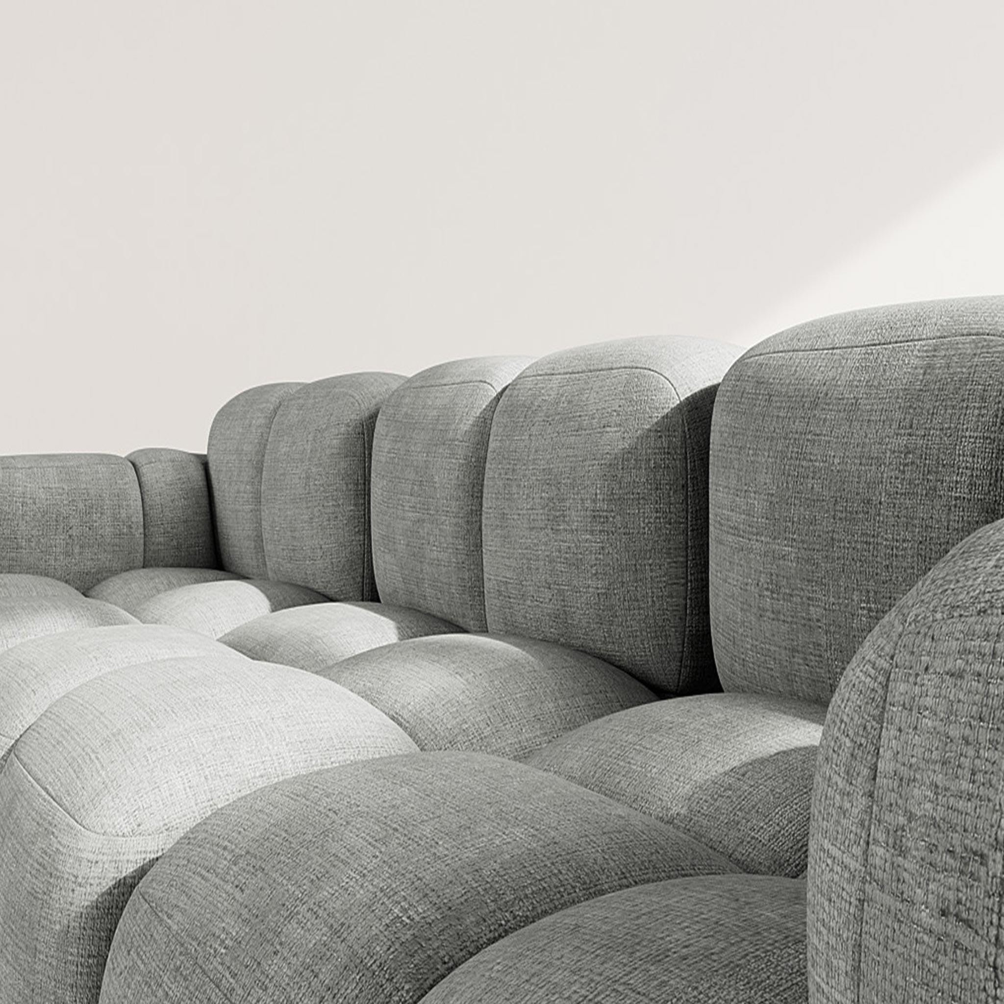 Voir la diapositive 4 : BEST MOBILIER Grace - canapé modulable d'angle réversible 4 places en velours texturé