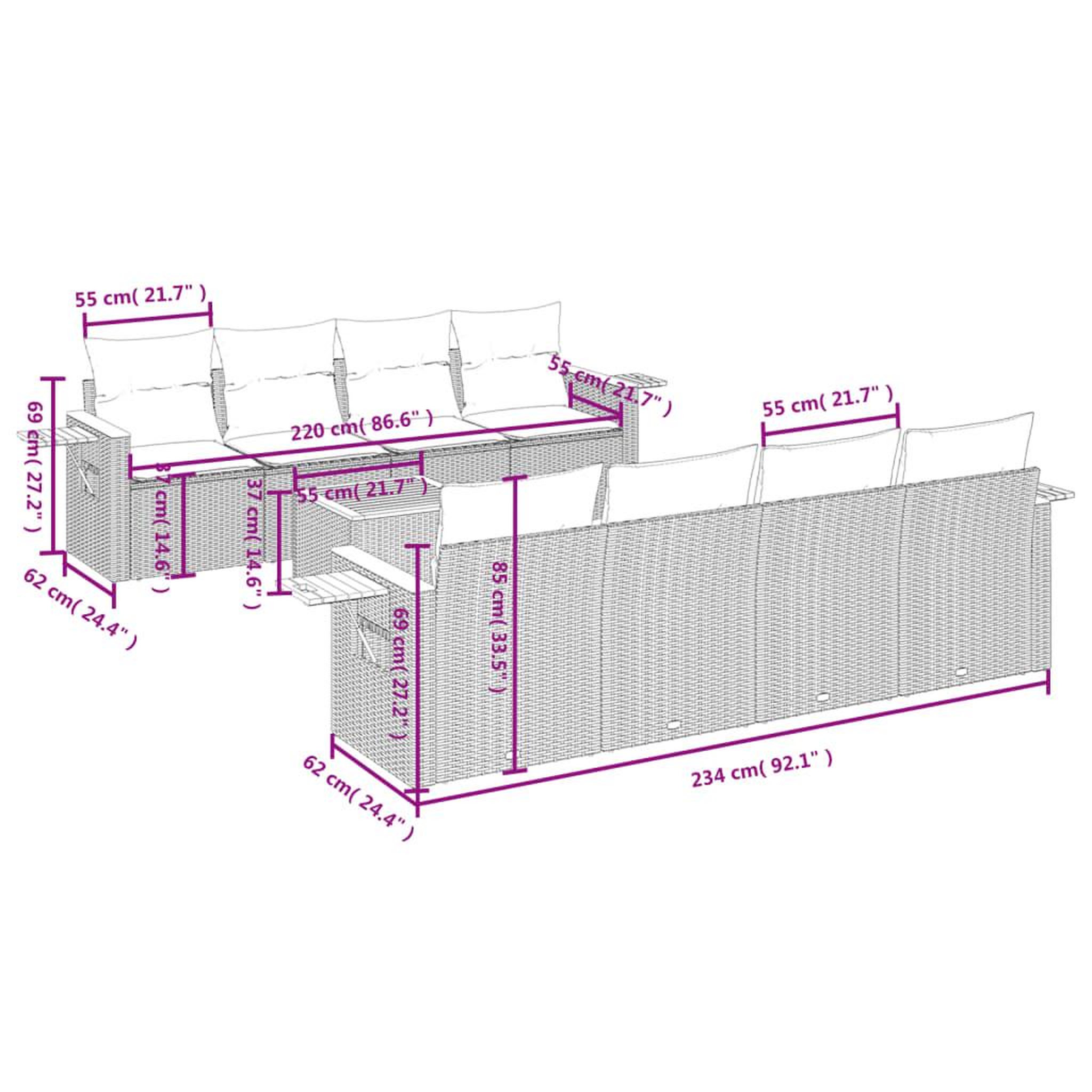 Voir la diapositive 4 : VIDAXL Salon de jardin 9 pcs avec coussins noir resine tressee
