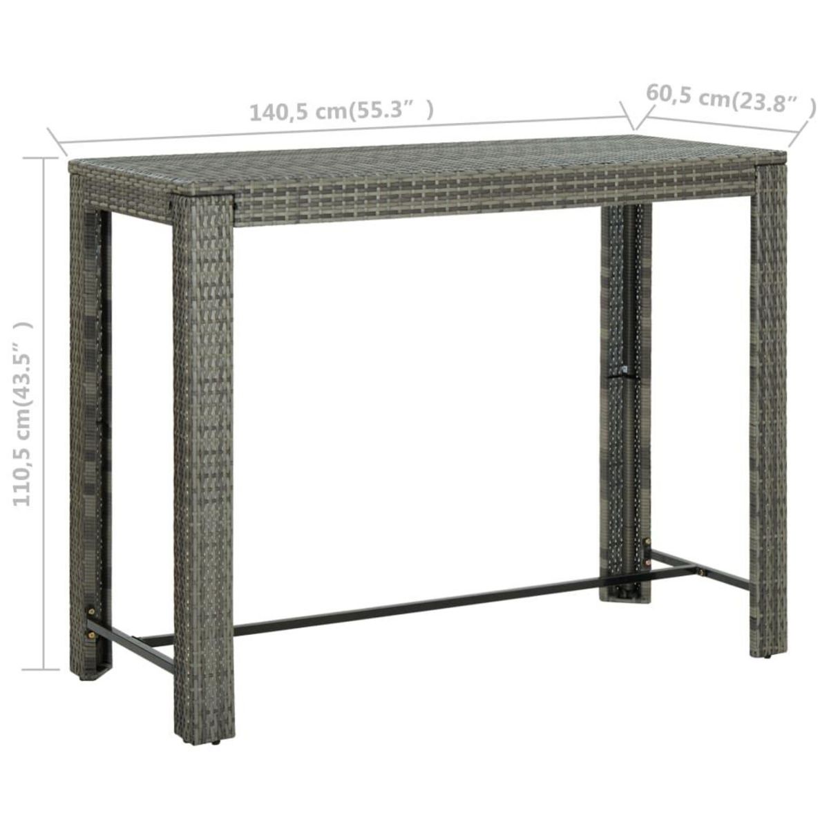 VIDAXL Table de bar de jardin Gris 140,5x60,5x110,5 cm Resine tressee