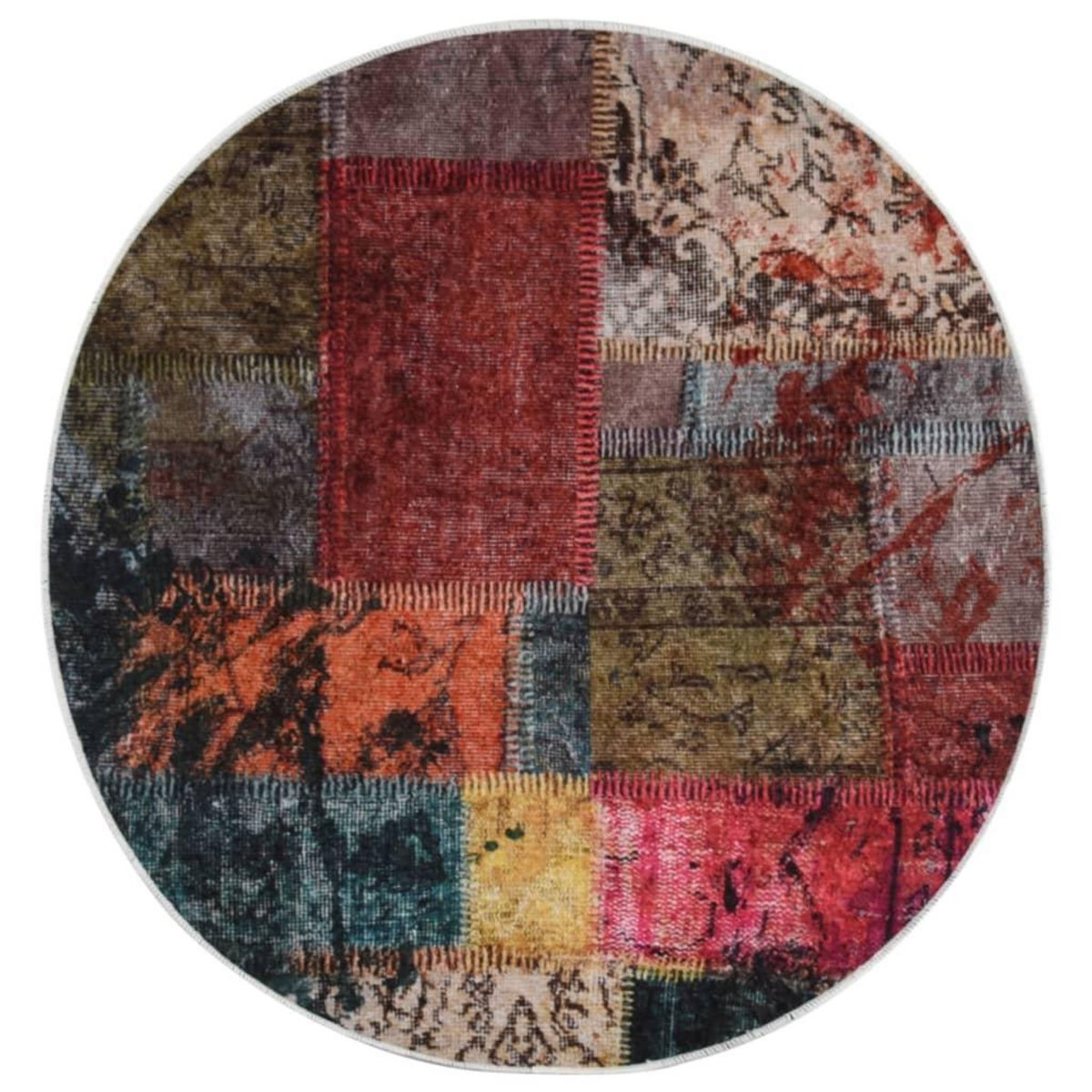 VIDAXL Tapis lavable antiderapant Patchwork φ120 cm multicolore