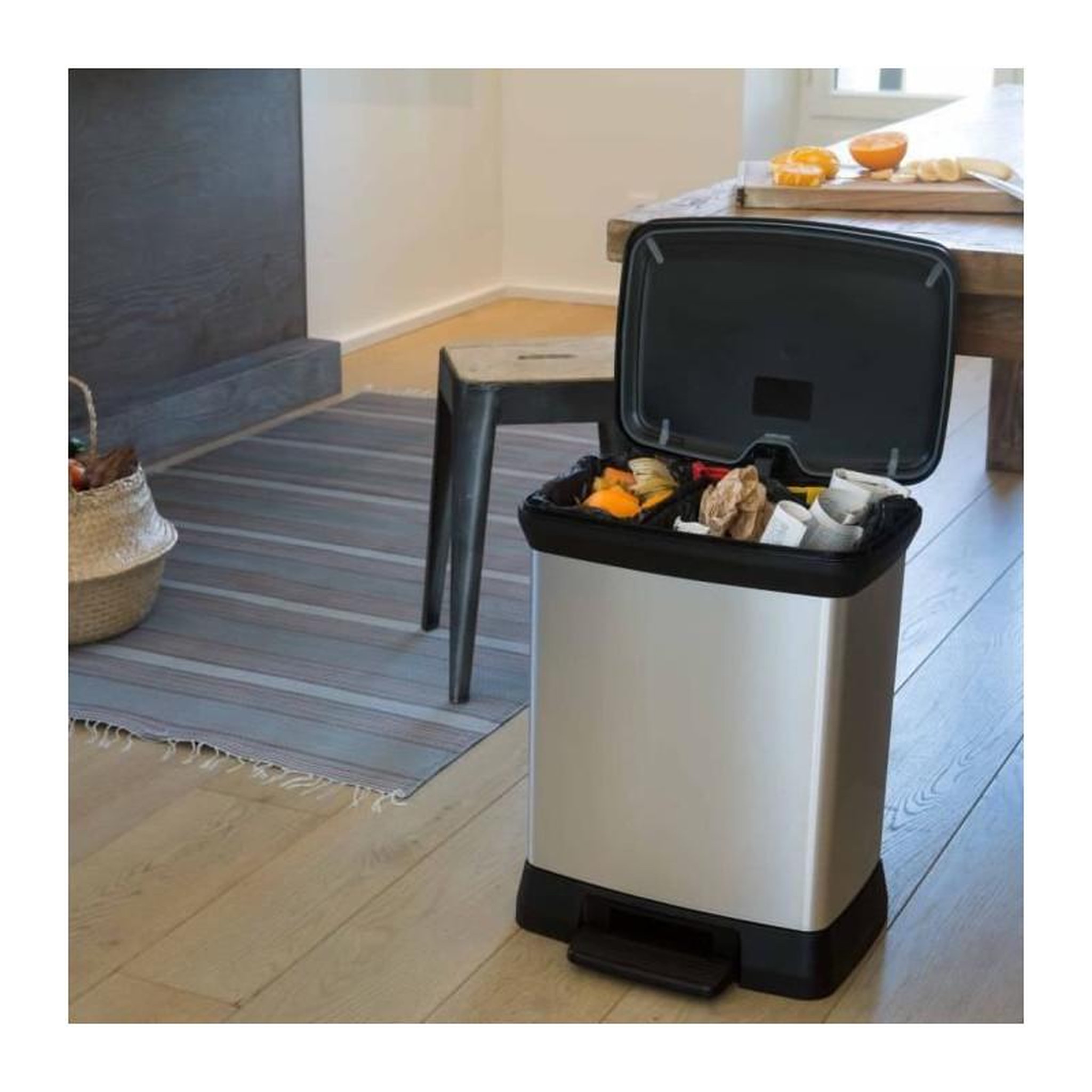 Voir la diapositive 3 : CURVER Curver Poubelle duo a pédale Deco 28 L Argenté 240638