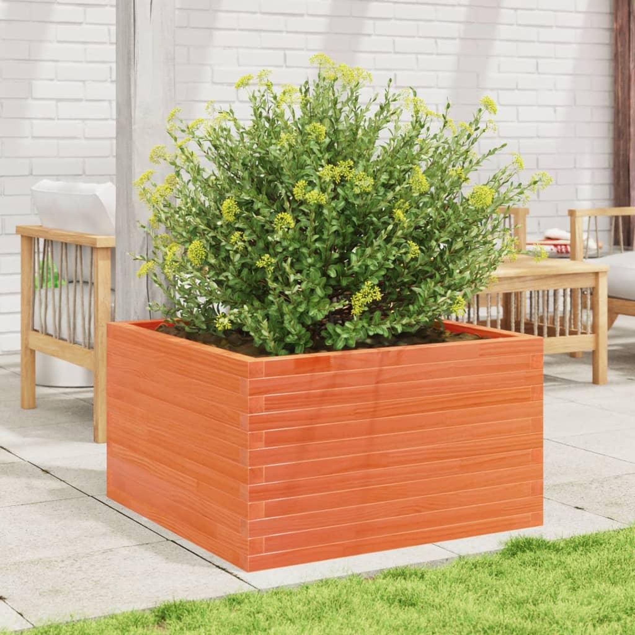 Voir la diapositive 3 : VIDAXL Jardiniere cire marron 80x80x45,5 cm bois de pin massif