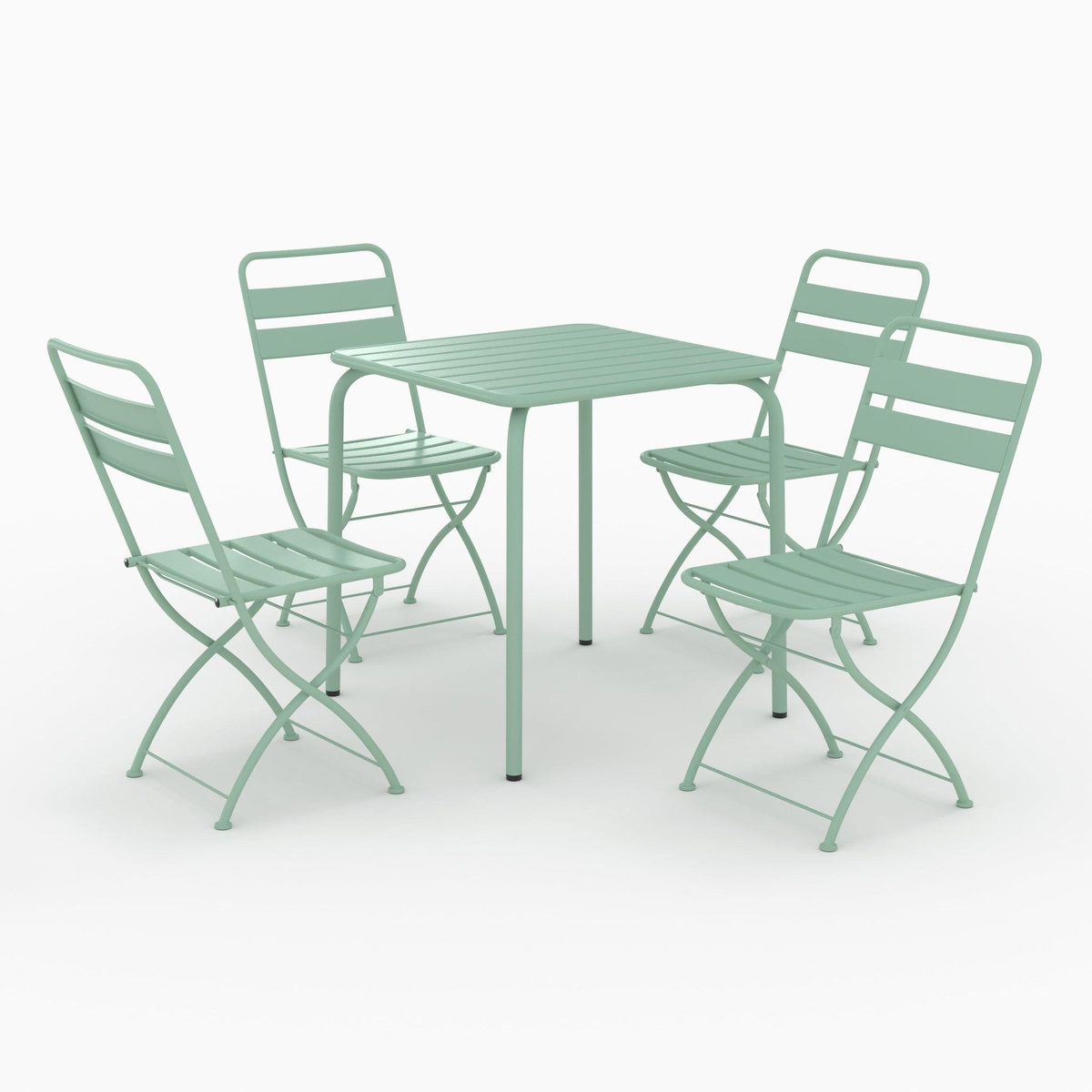 Rendez vous déco Table et chaises de jardin 4 personnes en métal vert-Yumi