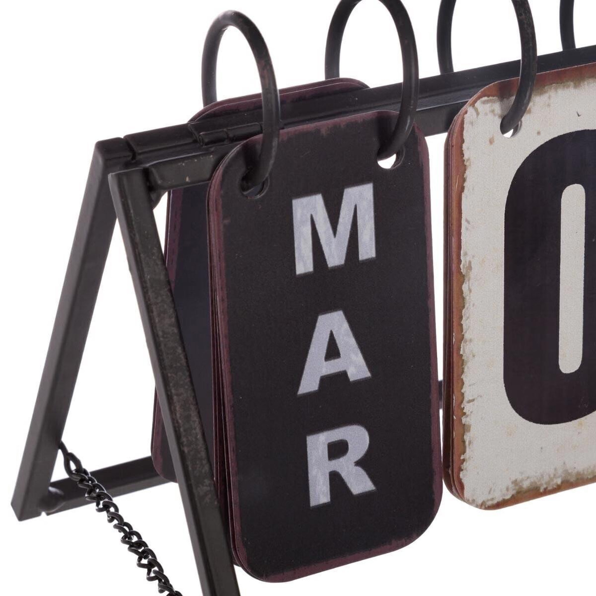Voir la diapositive 3 : ATMOSPHERA Calendrier vintage en métal  perpétuel  27cm noir