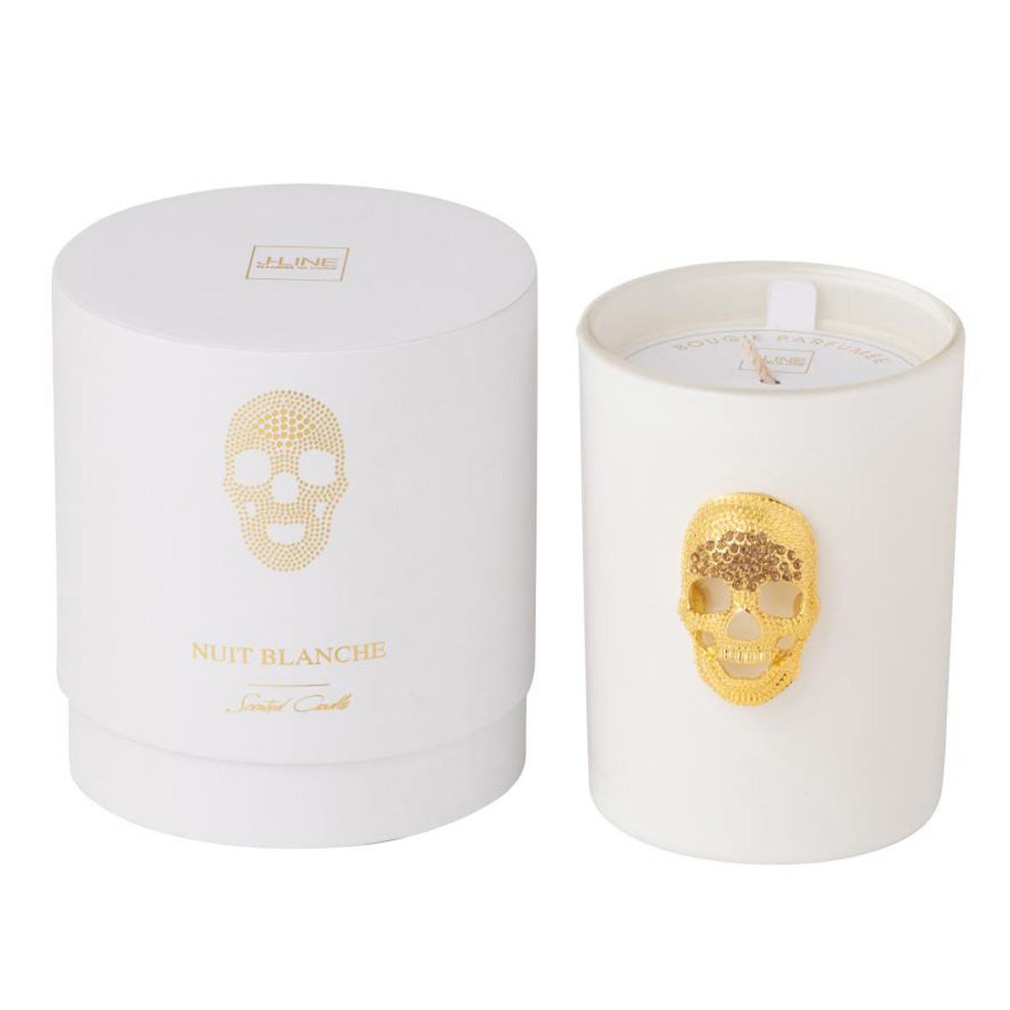 J-LINE Bougie parfumée  crane nuit  11cm white floral tonk
