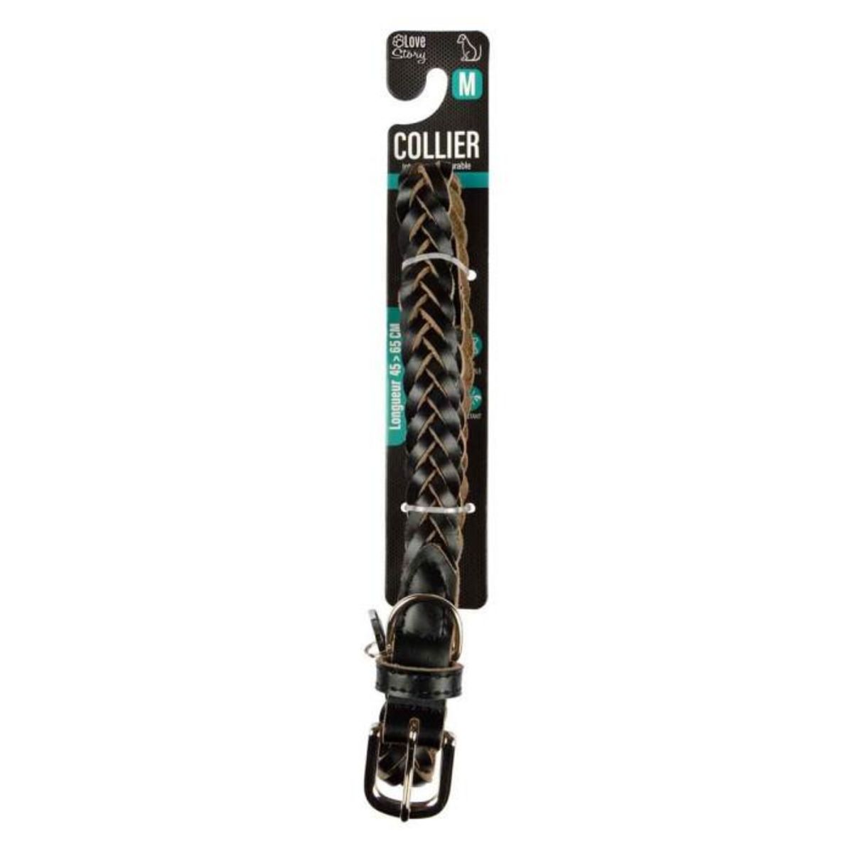 Paris Prix Collier pour Chien Réglable  Tressé  45-65cm Noir