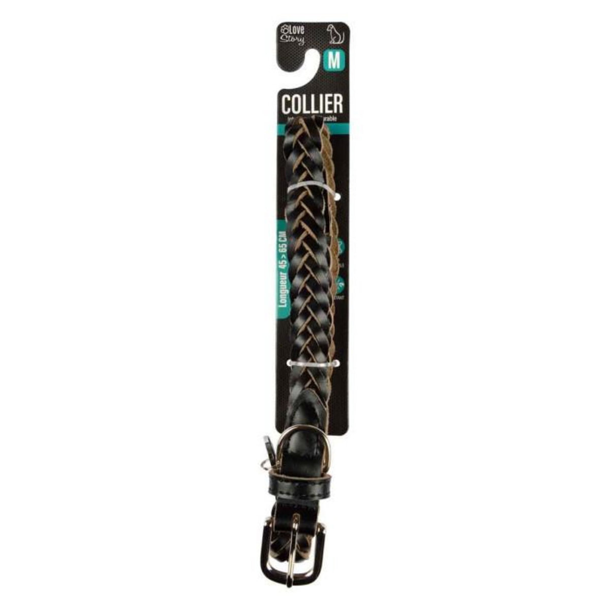 Paris Prix Collier pour Chien Réglable  Tressé  45-65cm Noir