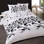 Dourev Parure de lit 4 pièces 100% coton TRIANGLES