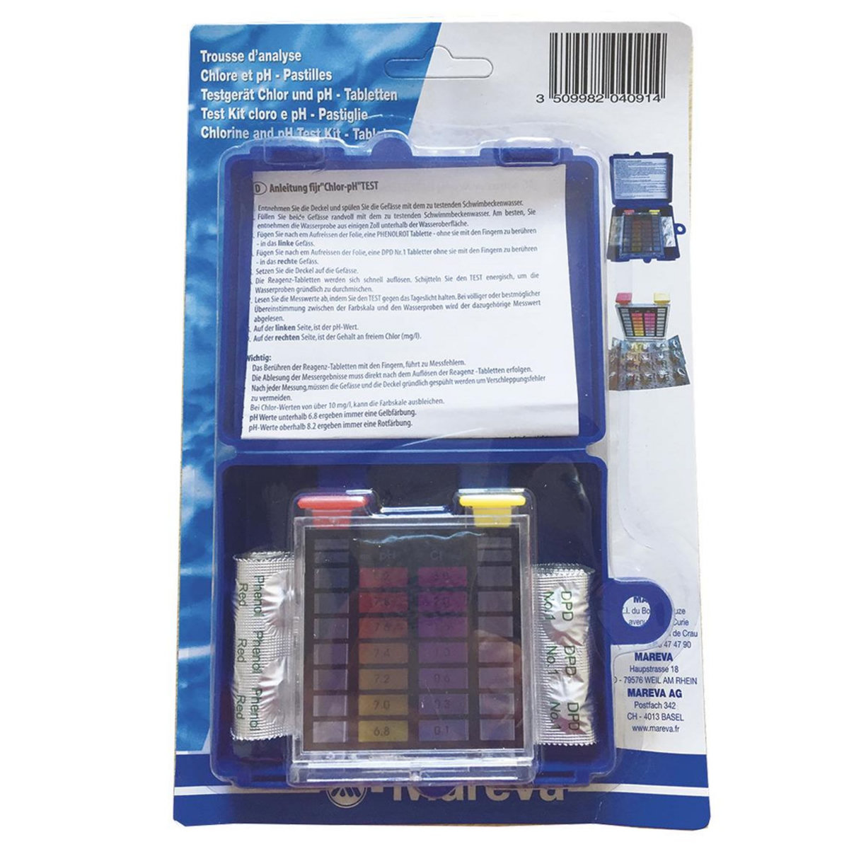 Mareva Trousse d'analyse pH & Chlore en pastilles Mareva