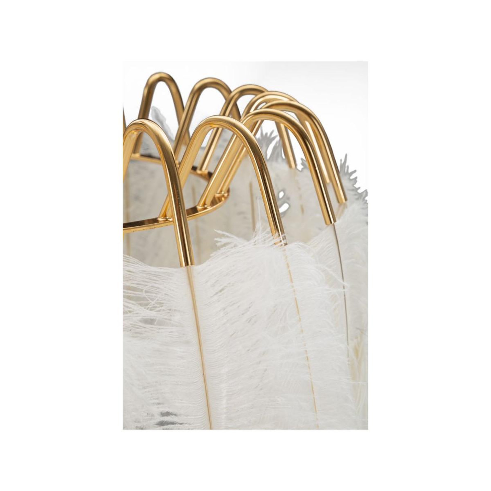 Voir la diapositive 4 : Paris Prix Lampadaire imitation plume  stand  147cm or & blanc