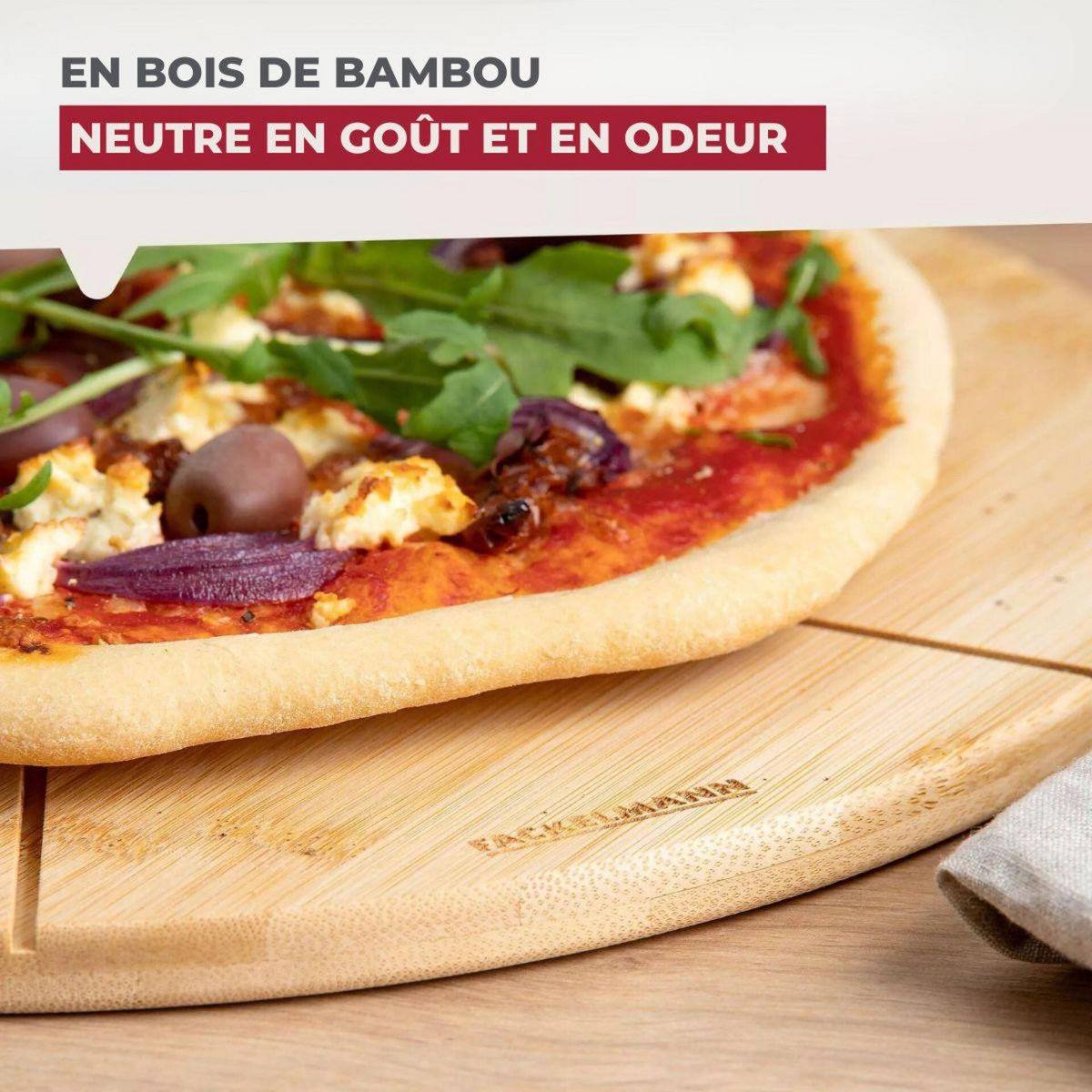 Fackelmann Planche à pizza avec rainures de coupe, Ø 32 cm