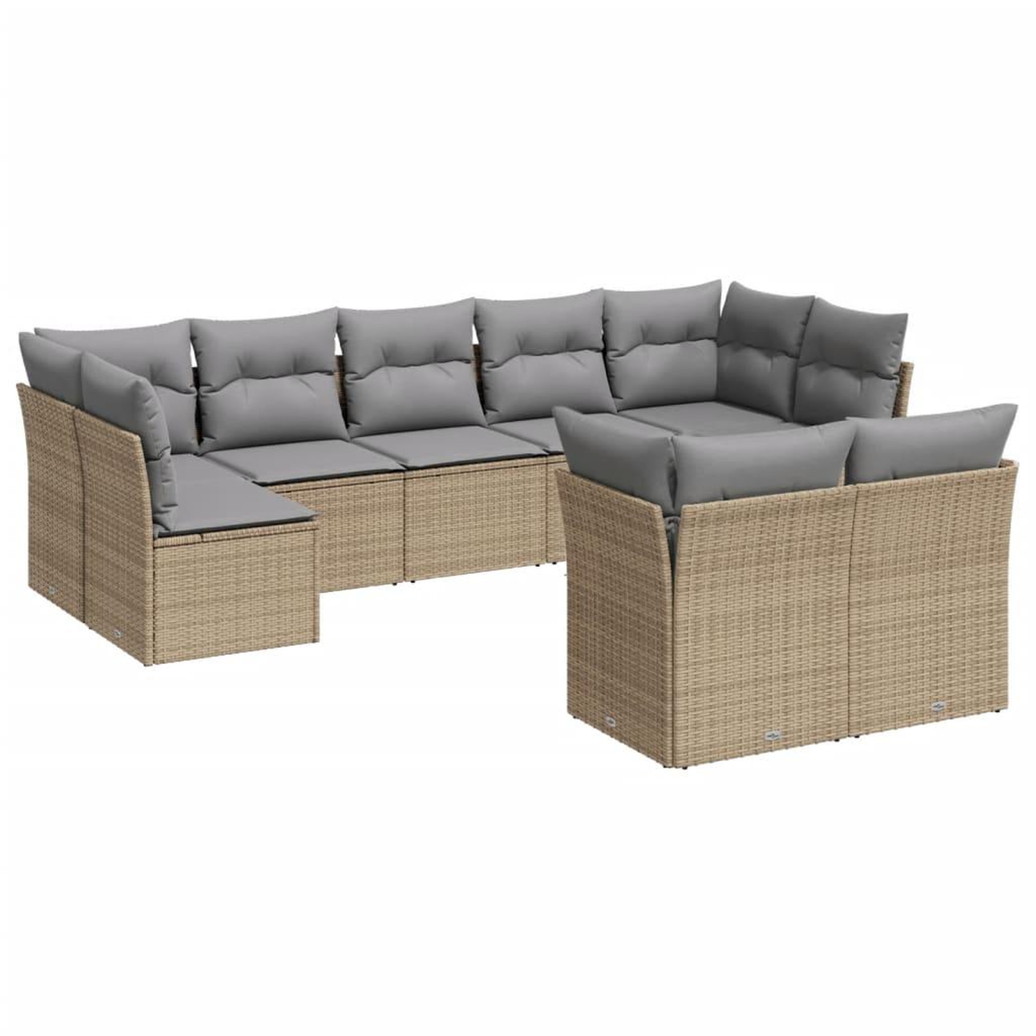 Voir la diapositive 2 : VIDAXL Salon de jardin avec coussins 9 pcs beige resine tressee
