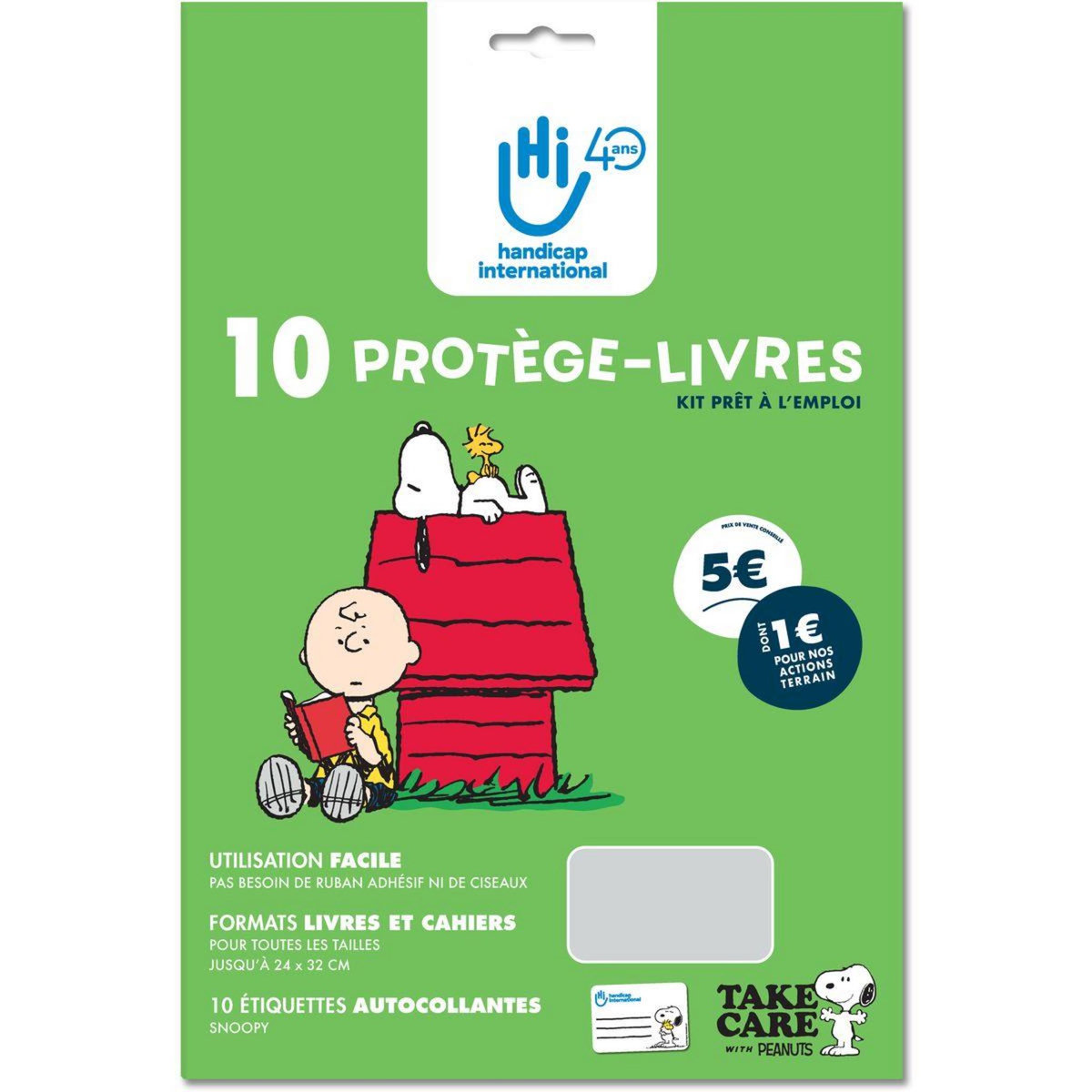 HANDICAP INTERNATIONAL Lot de 10 protèges-livres + 10 étiquettes