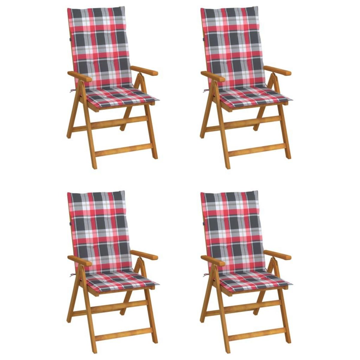 VIDAXL Chaises inclinables de jardin lot de 4 et coussins Bois acacia