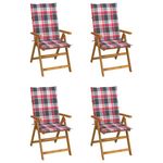 VIDAXL Chaises inclinables de jardin lot de 4 et coussins Bois acacia