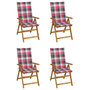 Voir la diapositive 1 : VIDAXL Chaises inclinables de jardin lot de 4 et coussins Bois acacia
