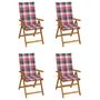 Voir la diapositive 1 : VIDAXL Chaises inclinables de jardin lot de 4 et coussins Bois acacia