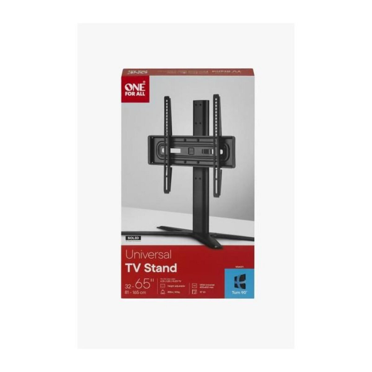 One For All ONE FOR ALL - Pied TV a poser 32-65 Gamme Solid - Inclinable 15? + Orientable 90? - Compatible pour ecrans 32-65/81-165cm