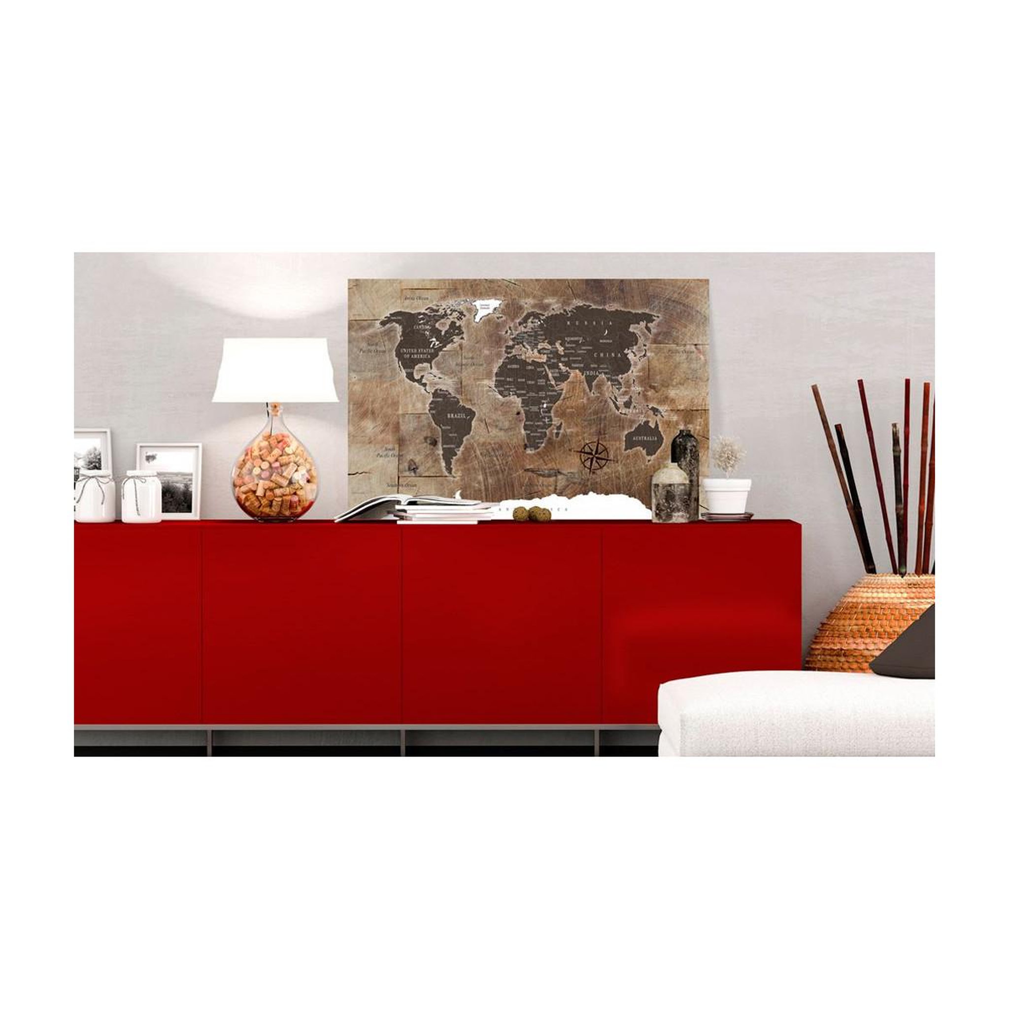 Voir la diapositive 2 : Paris Prix Tableau imprimé  world map : wooden mosaic