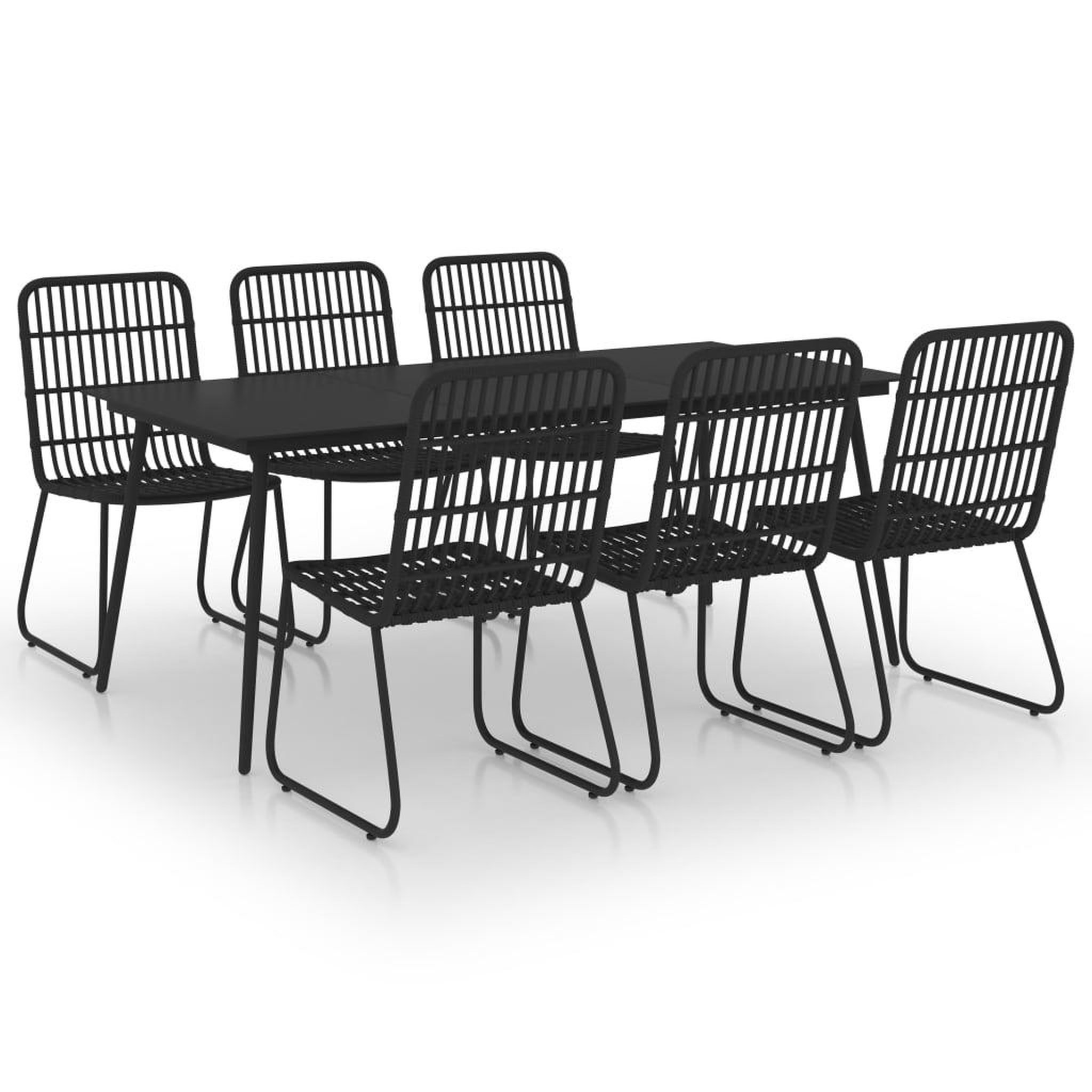 Voir la diapositive 1 : VIDAXL Ensemble a manger d'exterieur 7 pcs resine tressee et verre
