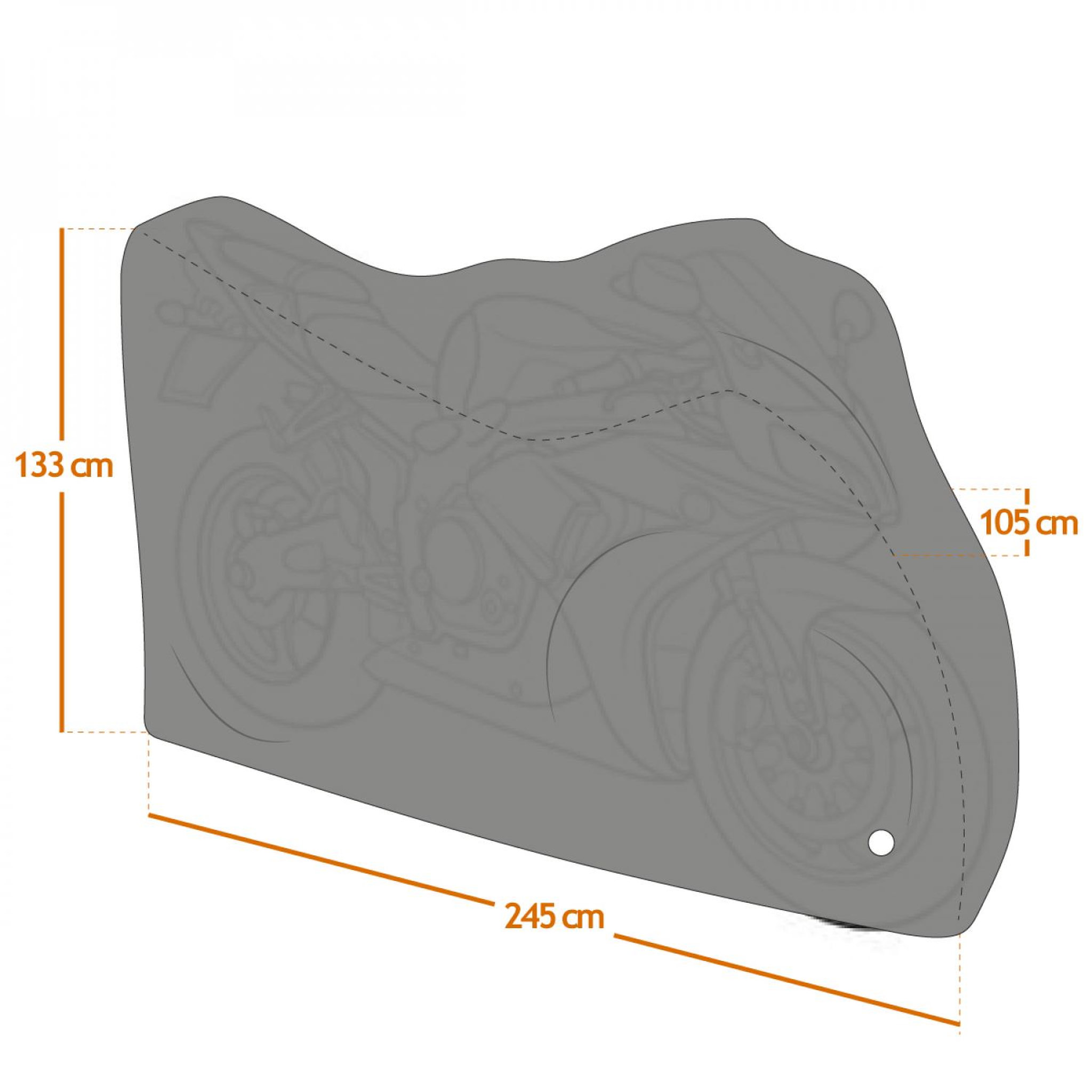 Voir la diapositive 2 : LINXOR Bâche, housse de protection imperméable pour moto - 245 x 105 x 133 cm - Noir