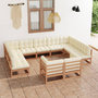 Voir la diapositive 1 : VIDAXL Salon de jardin 11 pcs avec coussins Marron miel Bois de pin